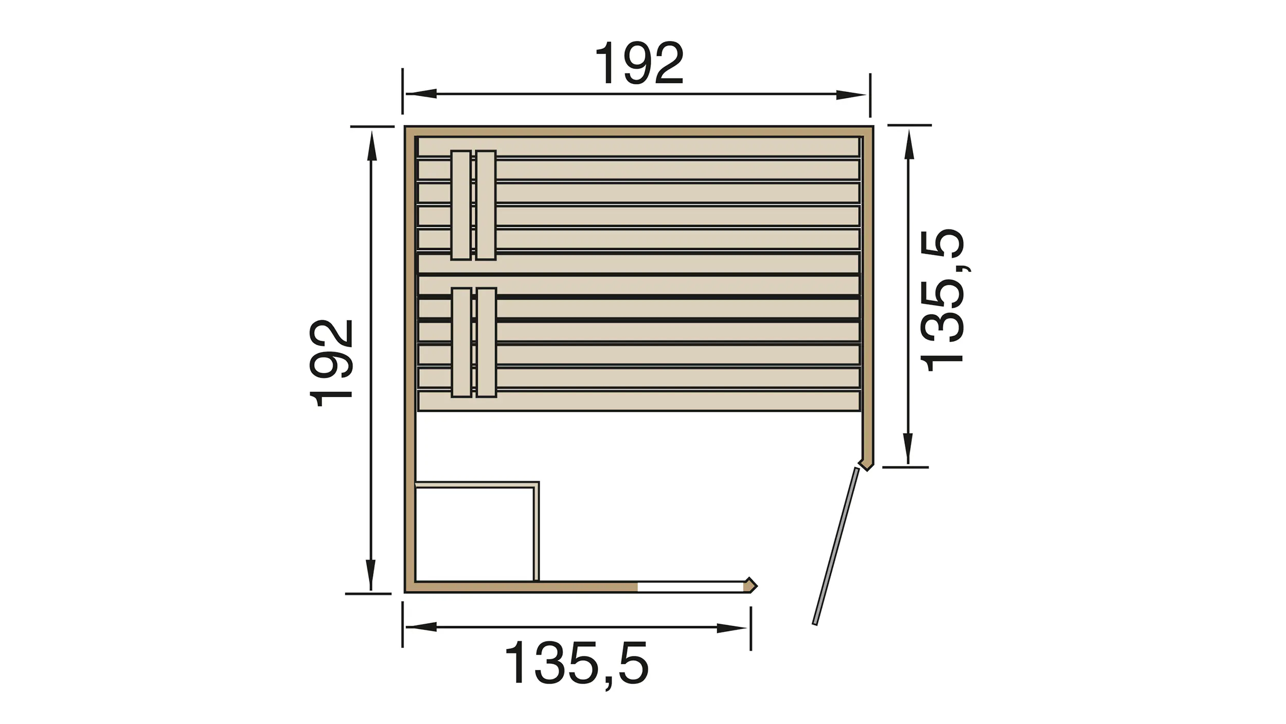 Weka Massivholz-Element-Sauna Laukkala 3 mit Glastür und Fenster