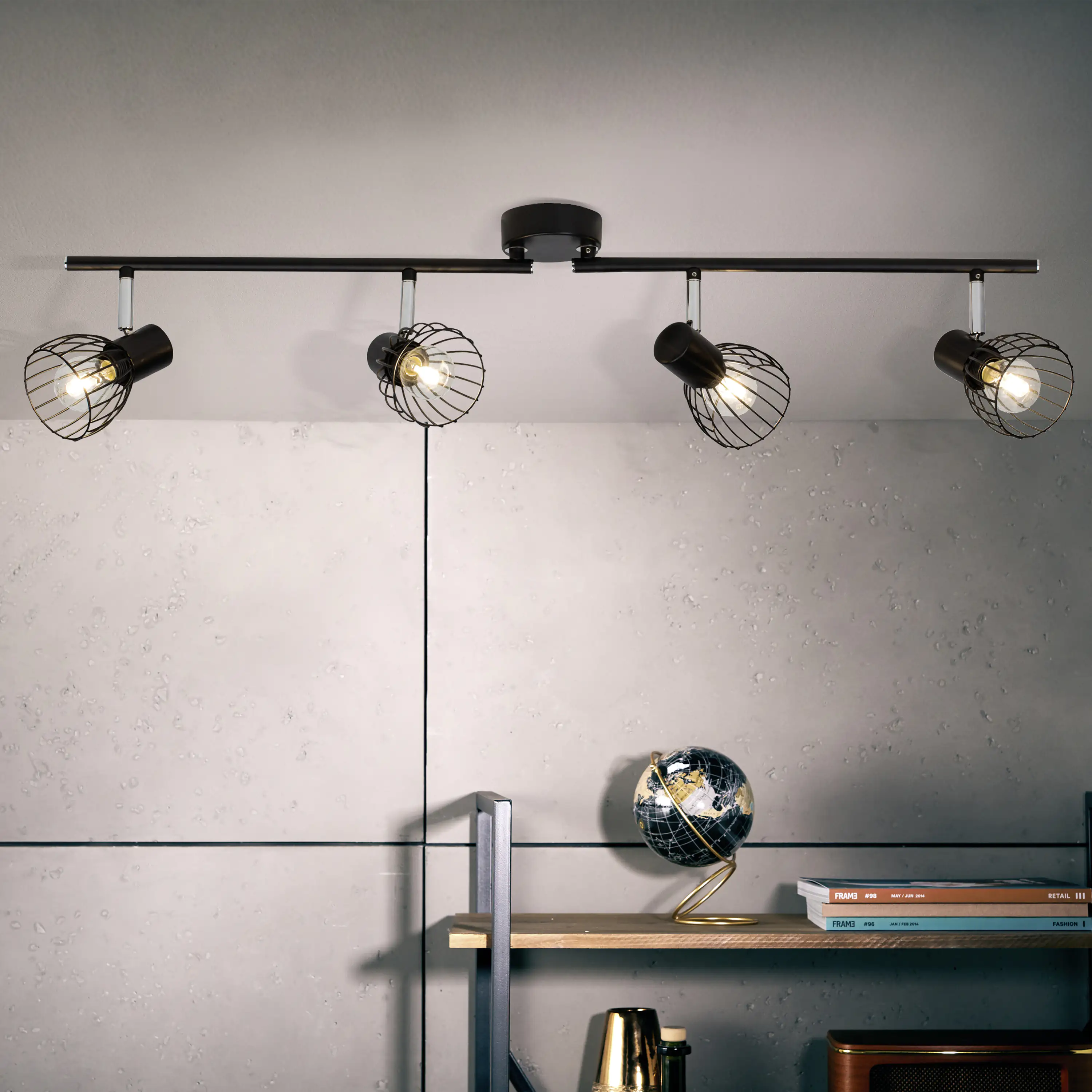 Brilliant 4er Spot Blacky schwarz 80 x 15 cm E14