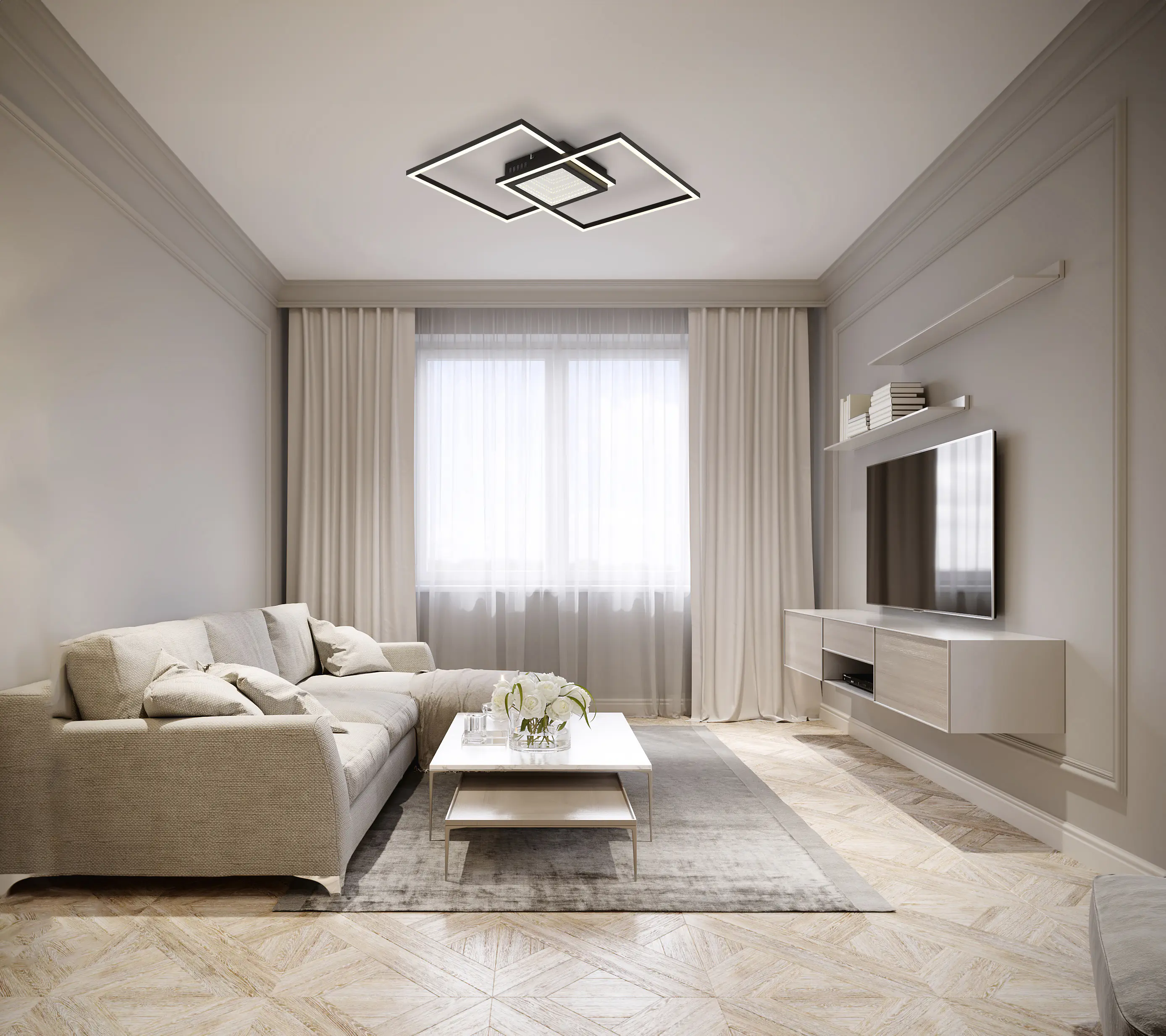 Globo Deckenleuchte Saunders 42,6 x 42,6 cm L x B schwarz CCT