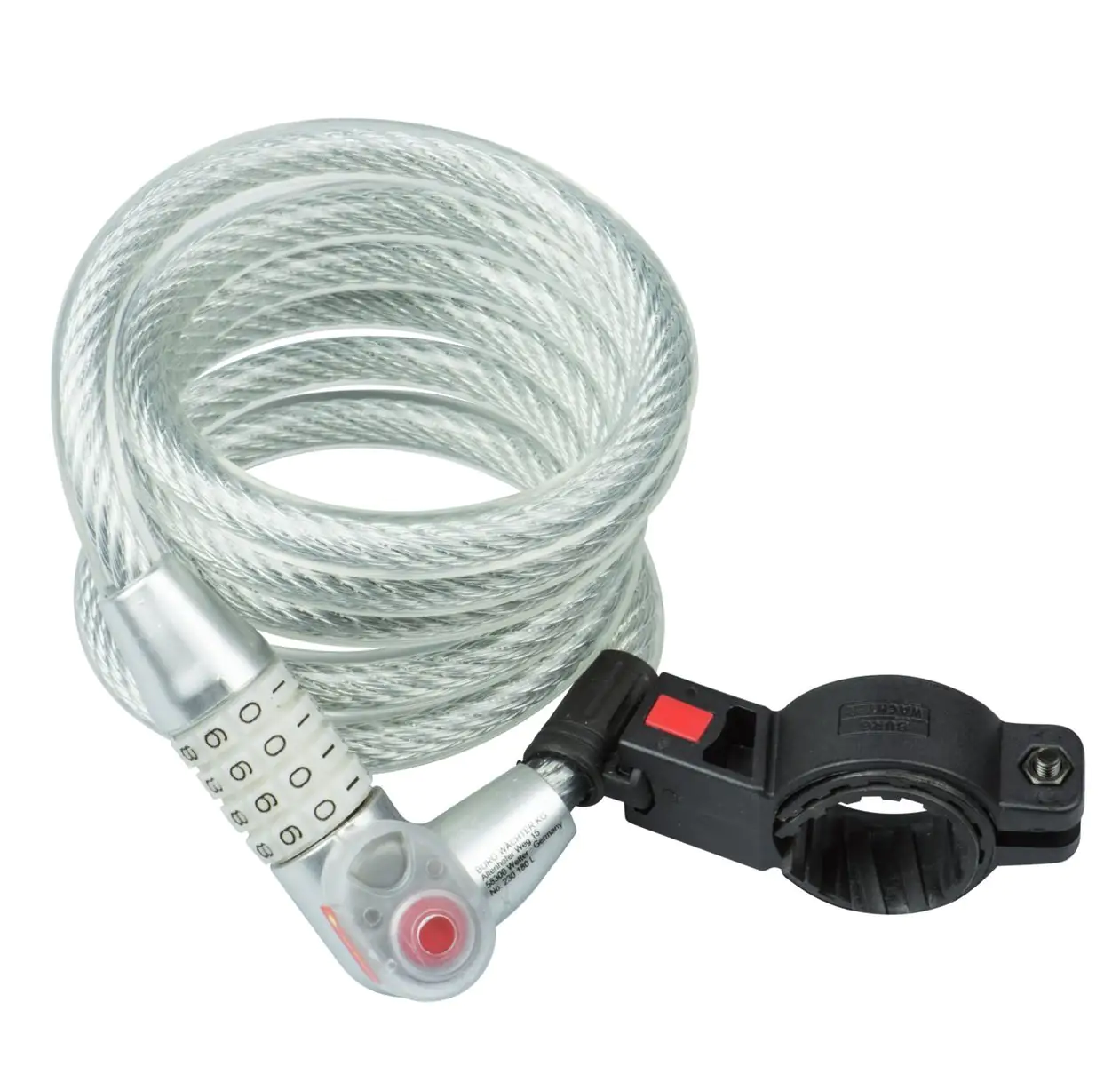 Burg Wächter Spiralkabelschloss 230 180 L 1800mm Ø 12mm schwarz oder silber