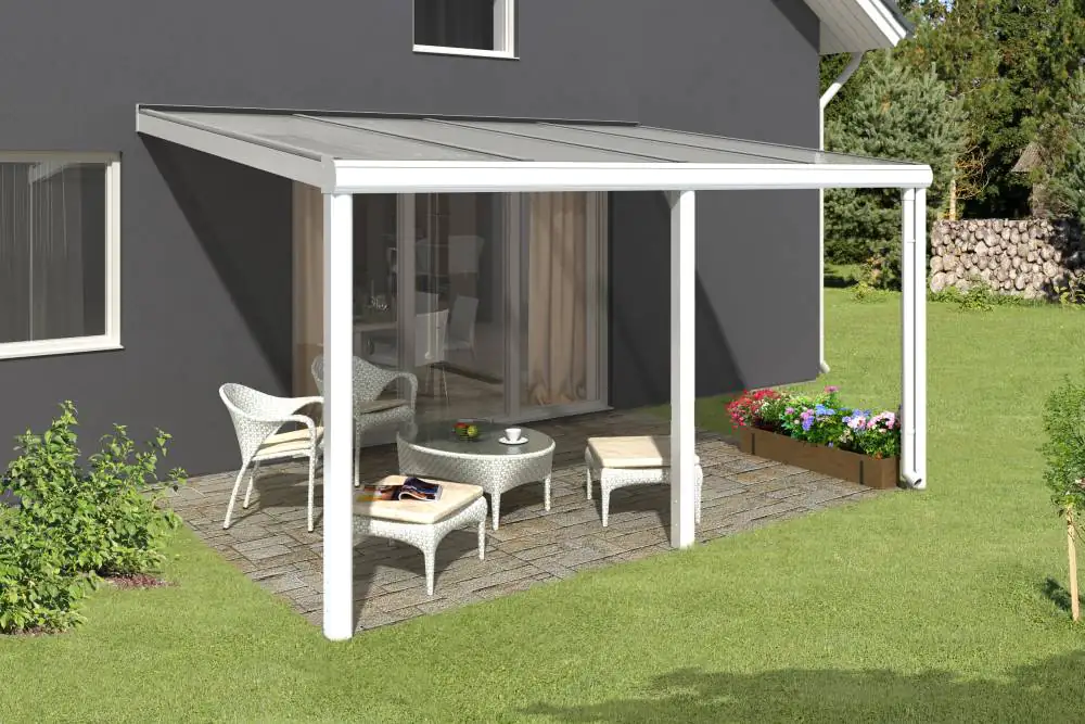 SKAN HOLZ Terrassenüberdachung Garda 434 x 257 cm Aluminium Weiß