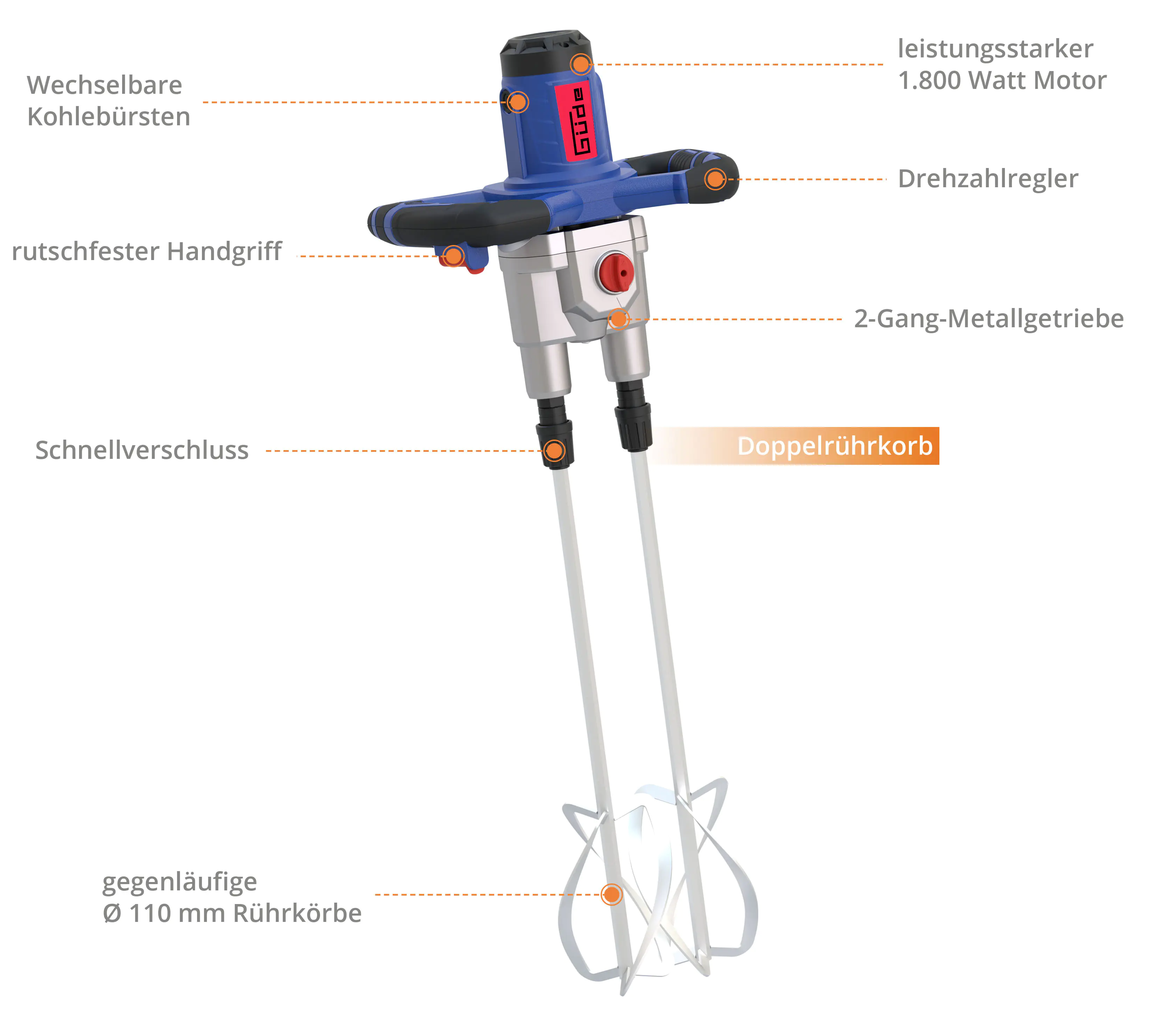 Güde Rührwerk GRW 1811.1 TWIN 1800 W Güde Rührwerk GRW 1811.1 TWIN 1800 W