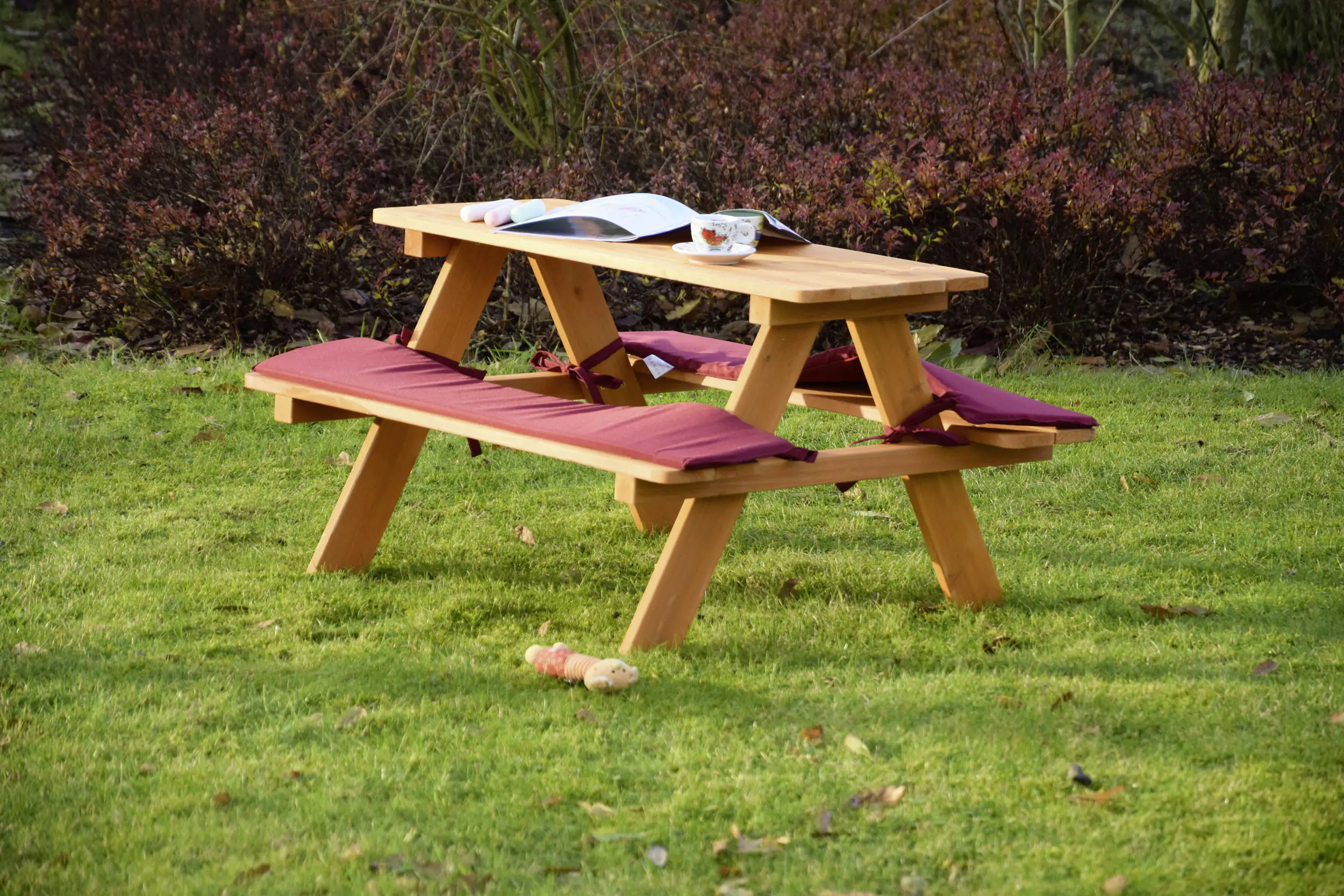 4042085943533_3169594 Dobar Sitzbank für Kinder mit Tisch rot-braun 89 x 79 x 50 cm