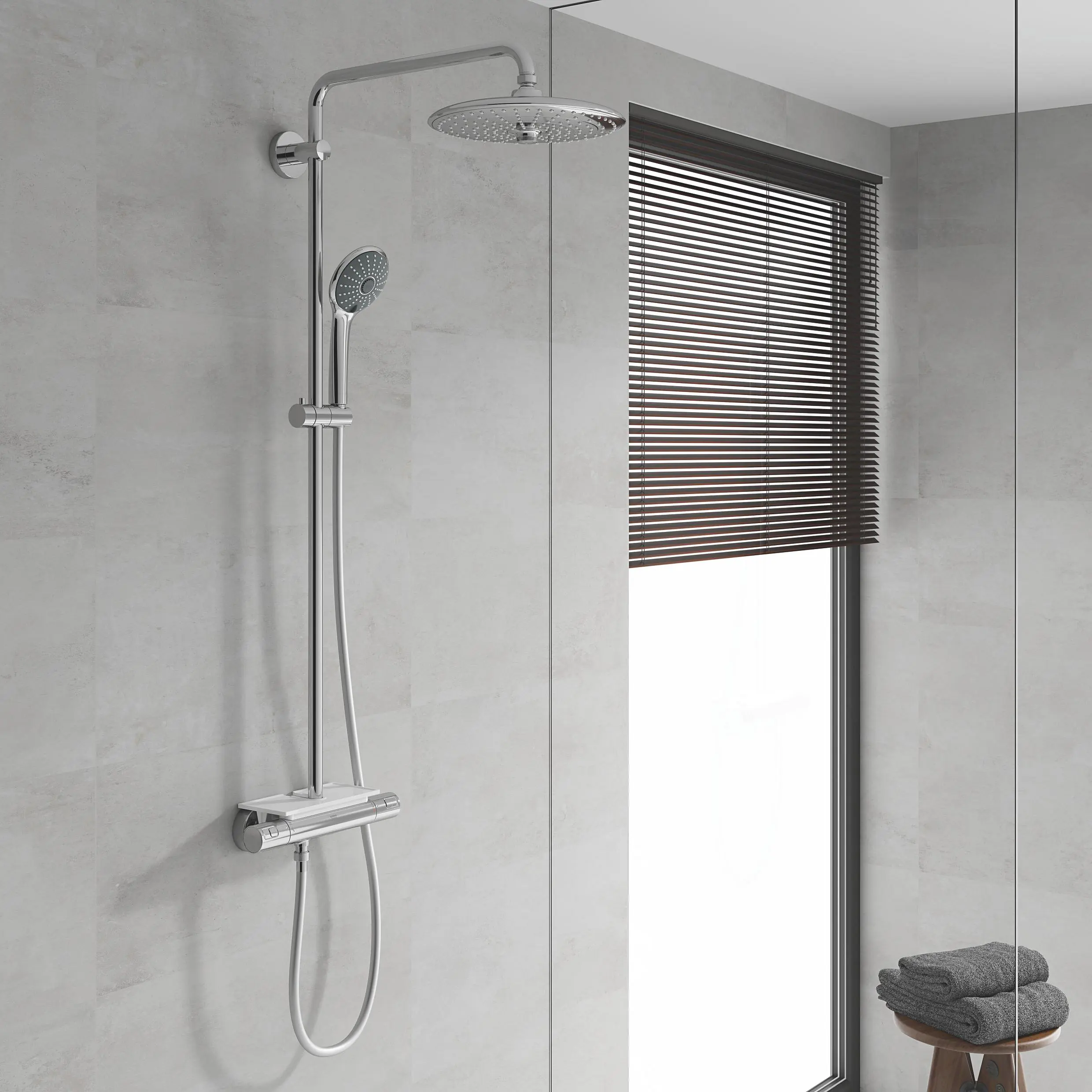 Grohe Kopfbrausesystem Vitalio Joy 260 verchromt, Aufputz-Thermostat mit Aquadimmer Funktion Grohe Kopfbrausesystem Vitalio Joy 260 verchromt, Aufputz-Thermostat mit Aquadimmer Funktion