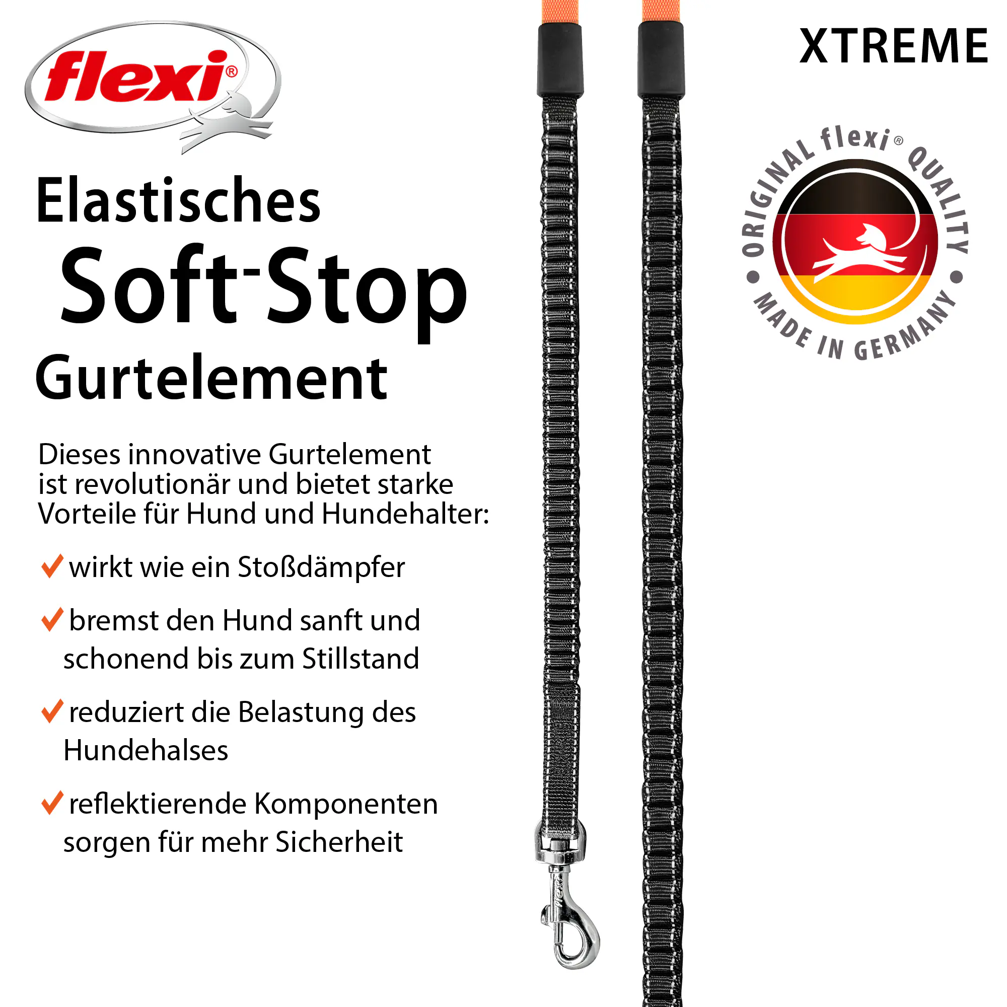 Flexi Hundeleine Xtrem schwarz/orange Gurt 5 m Flexi Hundeleine Xtrem schwarz/orange Gurt 5 m