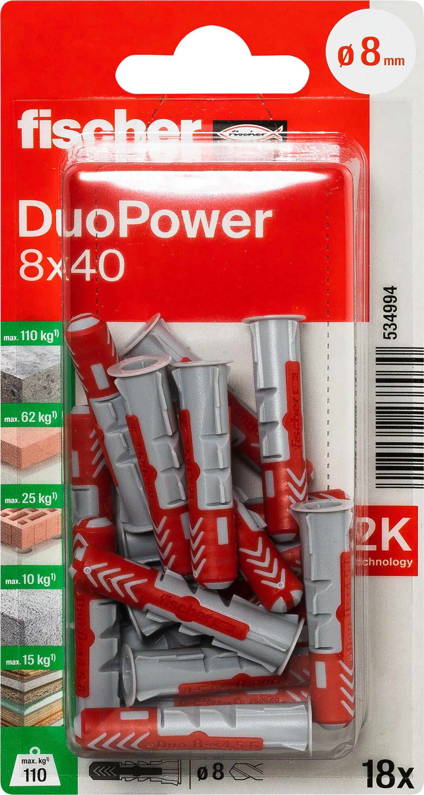Fischer Dübel DuoPower 8 x 40 mm - 18 Stück