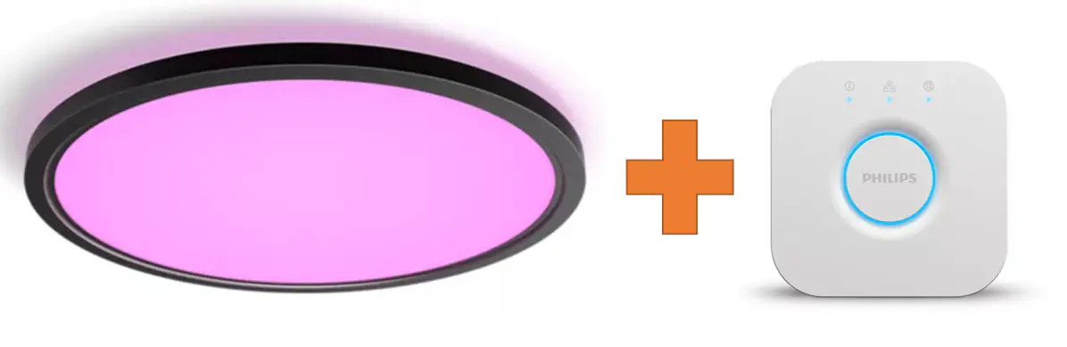Philips Hue LED Deckenleuchte Tento + Bridge rund schwarz 55 x 55 cm RGB  Philips Hue LED Deckenleuchte Tento + Bridge rund schwarz 55 x 55 cm RGB