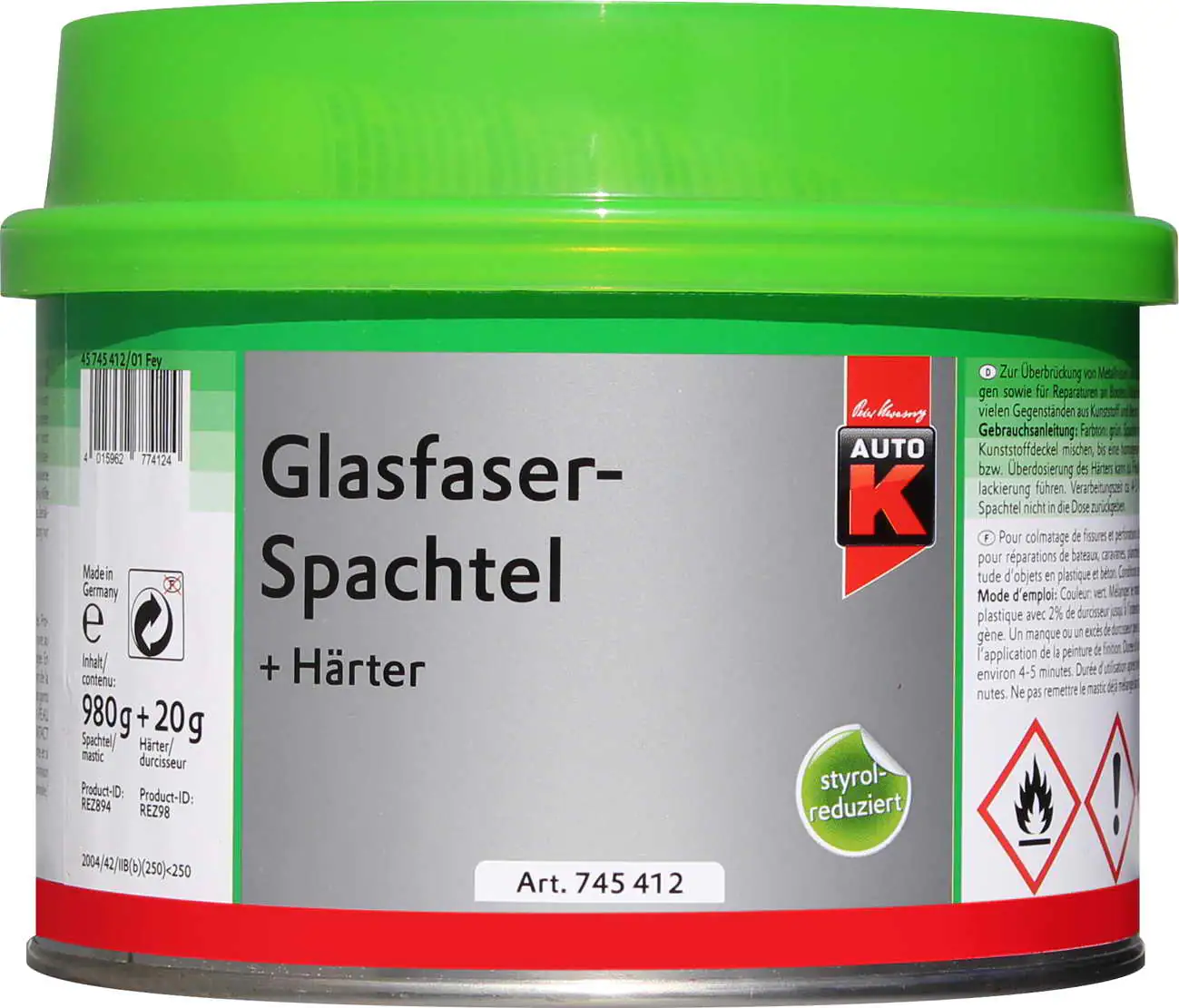 Auto-K Glasfaserspachtel + Härter 1000g Auto-K Glasfaserspachtel + Härter 1000g