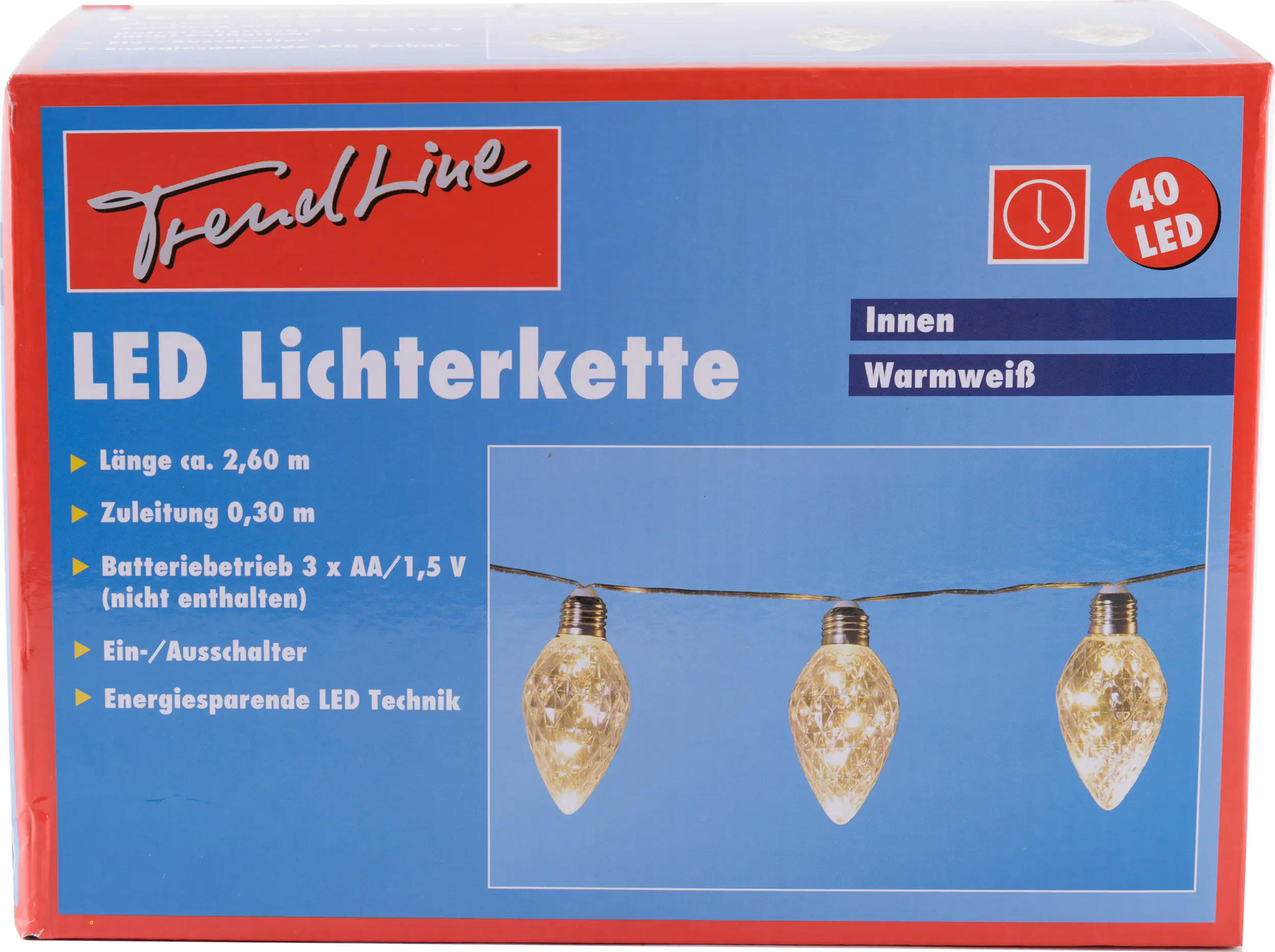 TrendLine LED Lichterkette 40 LED Birnenform für Innen, LED Technik
