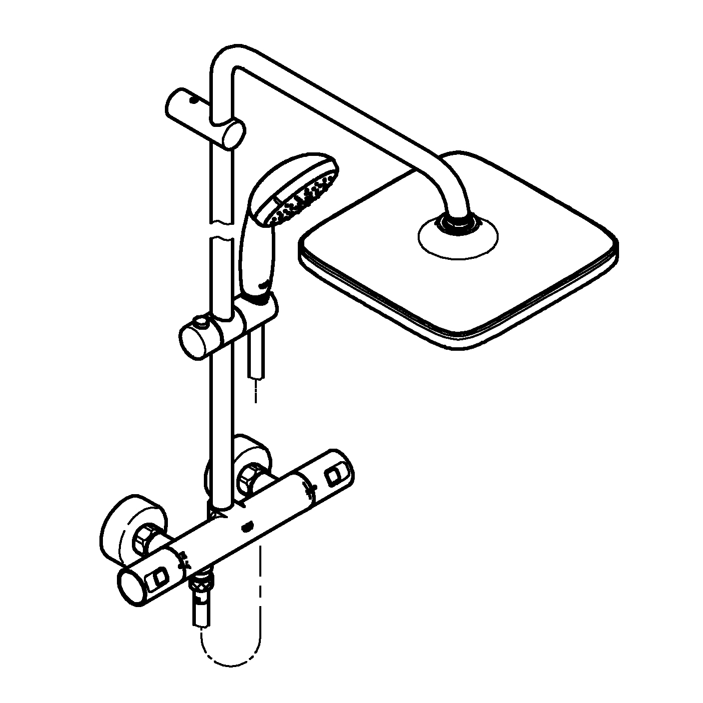 4005176580833_2625645 Grohe Duschsystem Vitalio Start 250 Cube mit Thermostatbatterie, verchromt