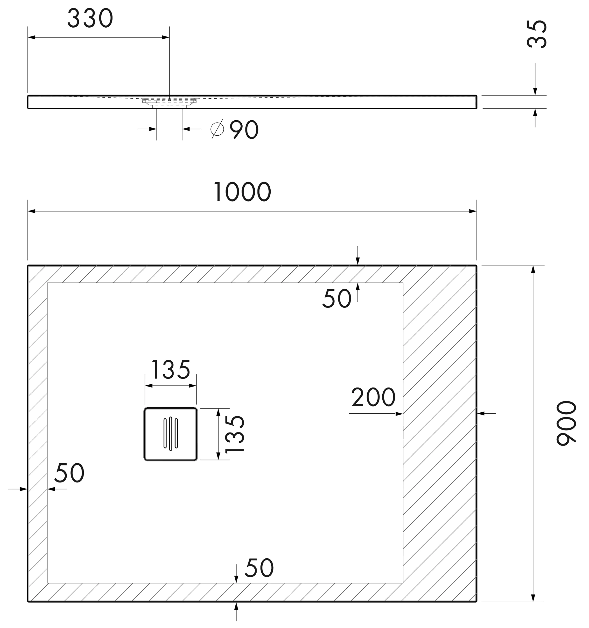 Ottofond Duschwanne Nevis 100x90x3,5 cm weiß Ottofond Duschwanne Nevis 100x90x3,5 cm weiß