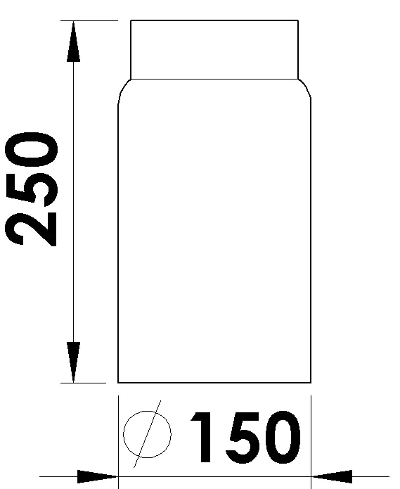 FireFix Ofenrohr Ø 150 mm, 25 cm, grau