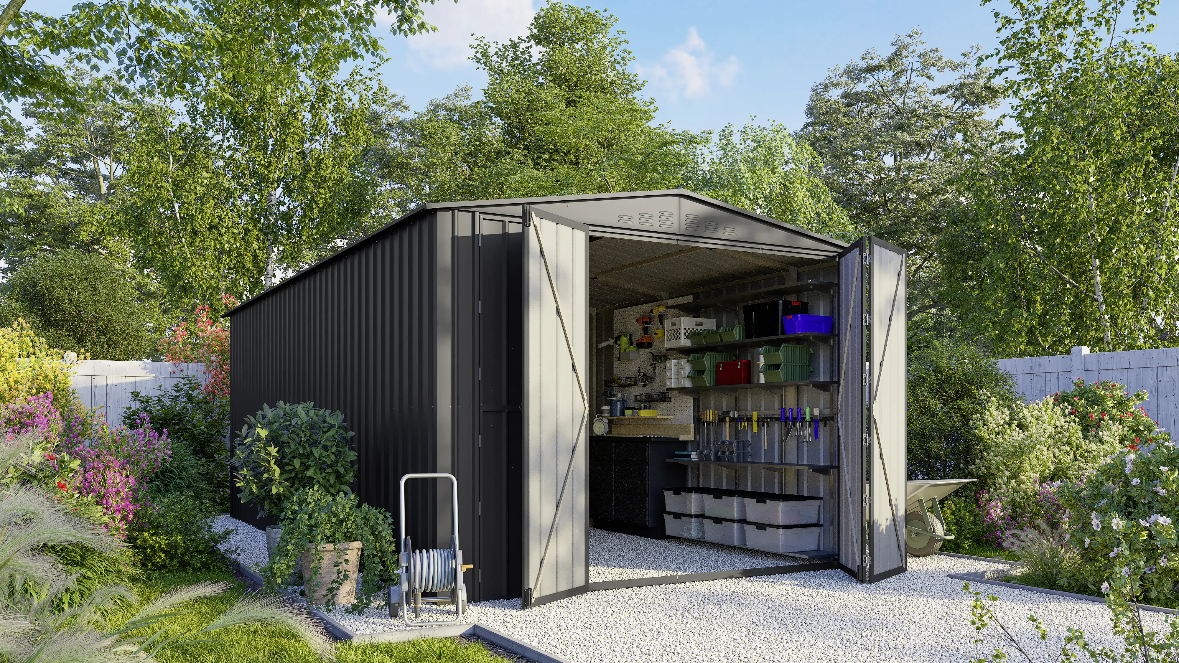 Globel Erweiterungsmodul Metallgerätehaus Worker 125 x 308 x 225 cm anth.