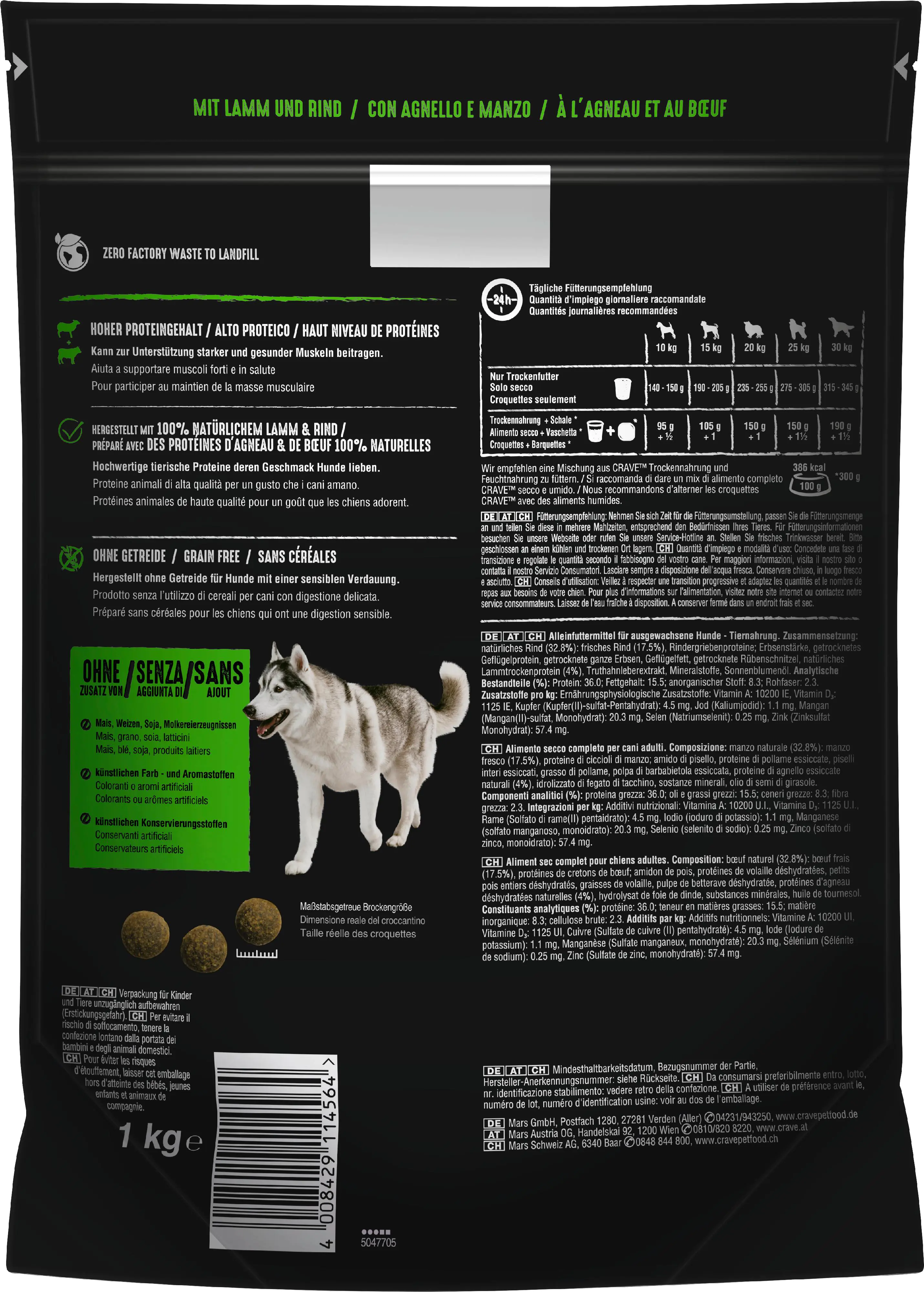 Crave Adult mit Lamm und Rind Hundefutter 1 kg