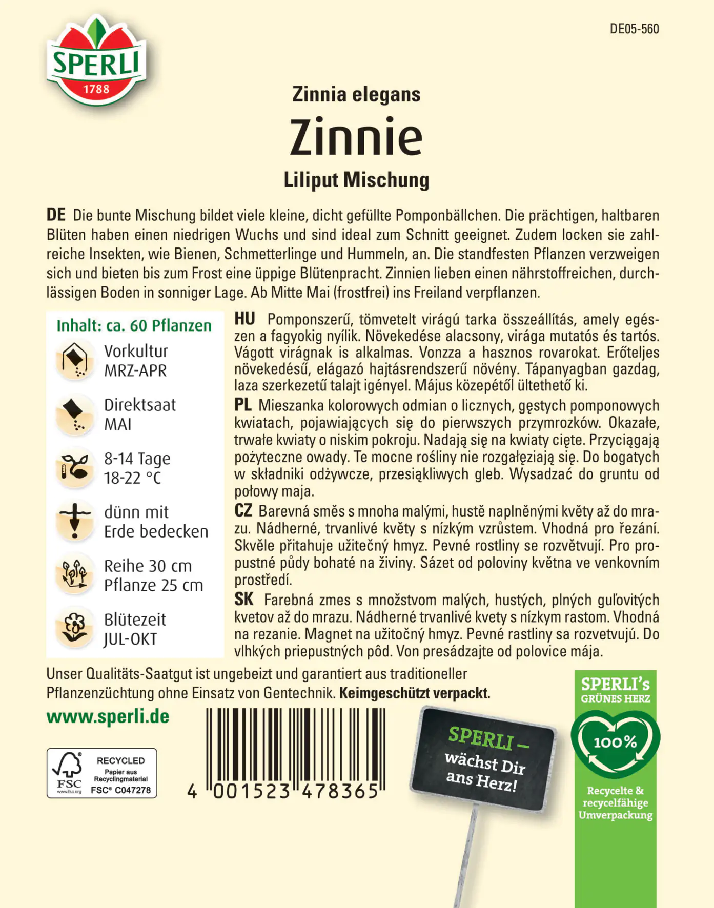 Sperli Zinnie Liliput Mischung