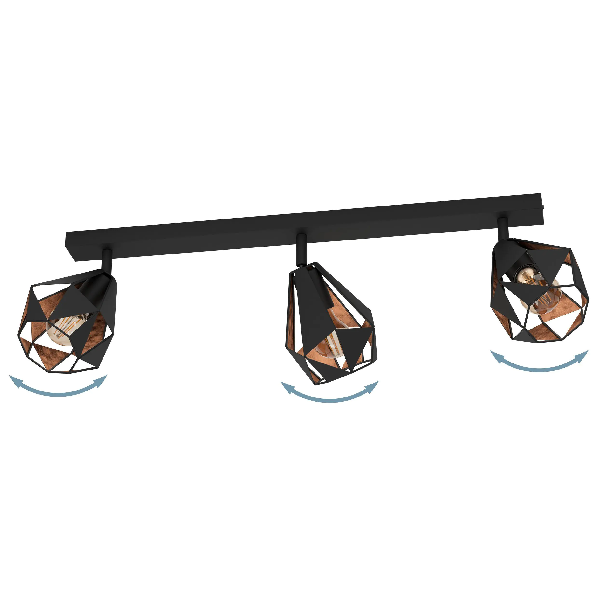 Eglo 3er Spot Carlton 7 schwarz kupfer 73 x 16 cm Eglo 3er Spot Carlton 7 schwarz kupfer 73 x 16 cm