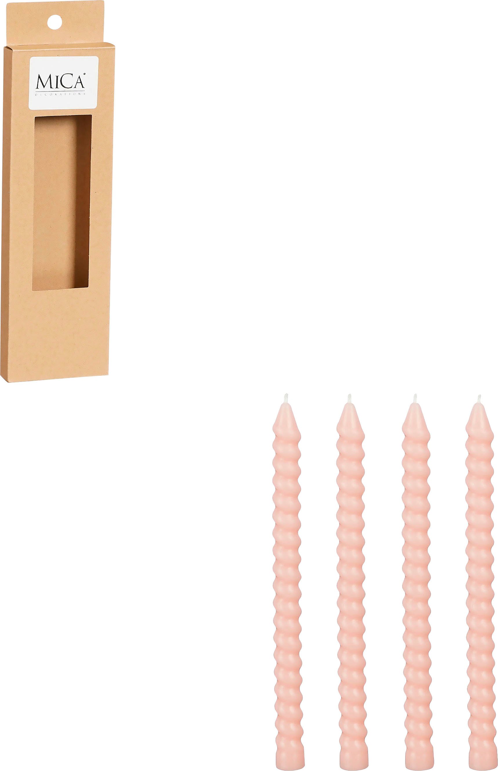 Mica Twist Kerze rosa 4 Stück