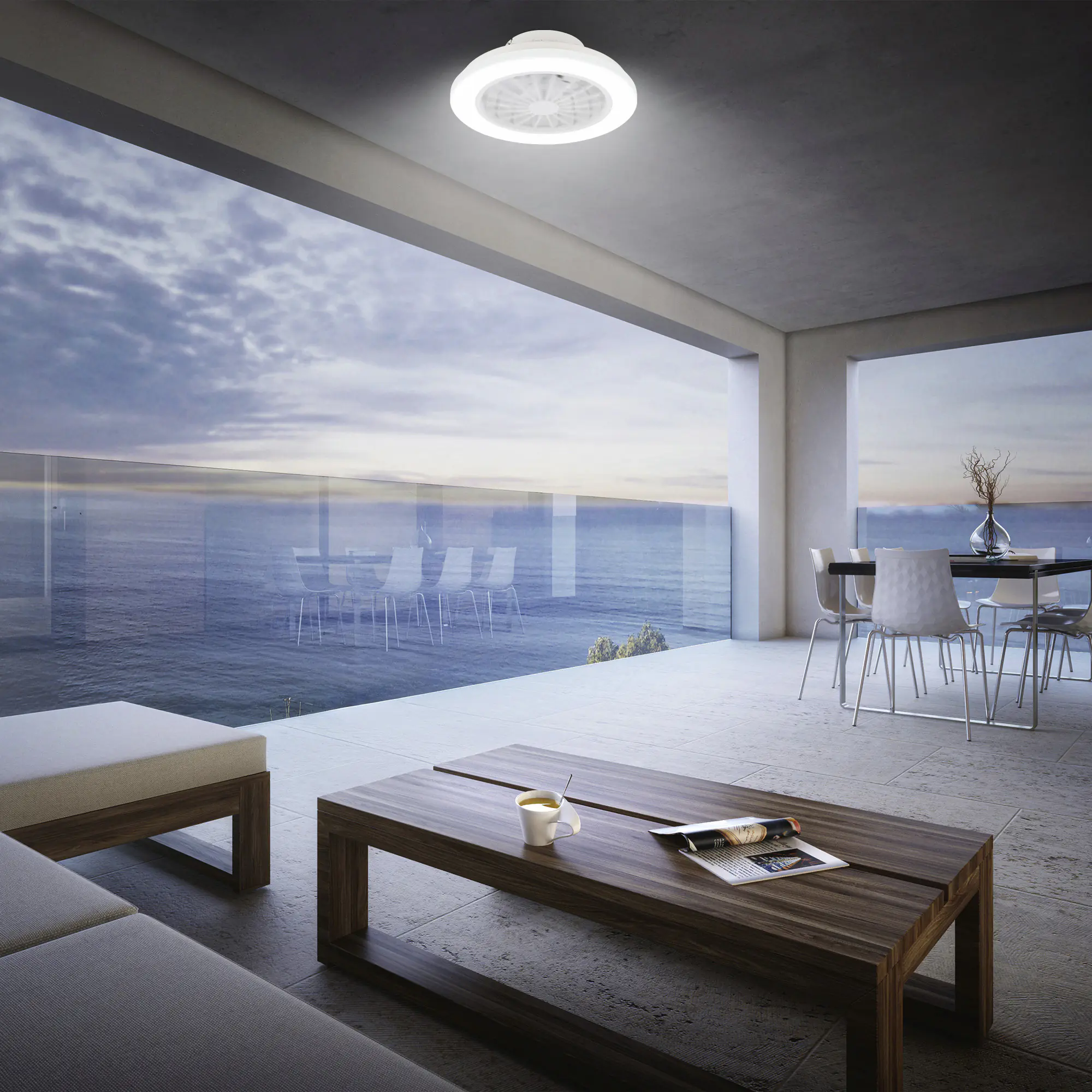 Briloner LED Deckenleuchte mit Ventilator Pafo Ø 38 cm 24 W weiß matt CCT dimmbar