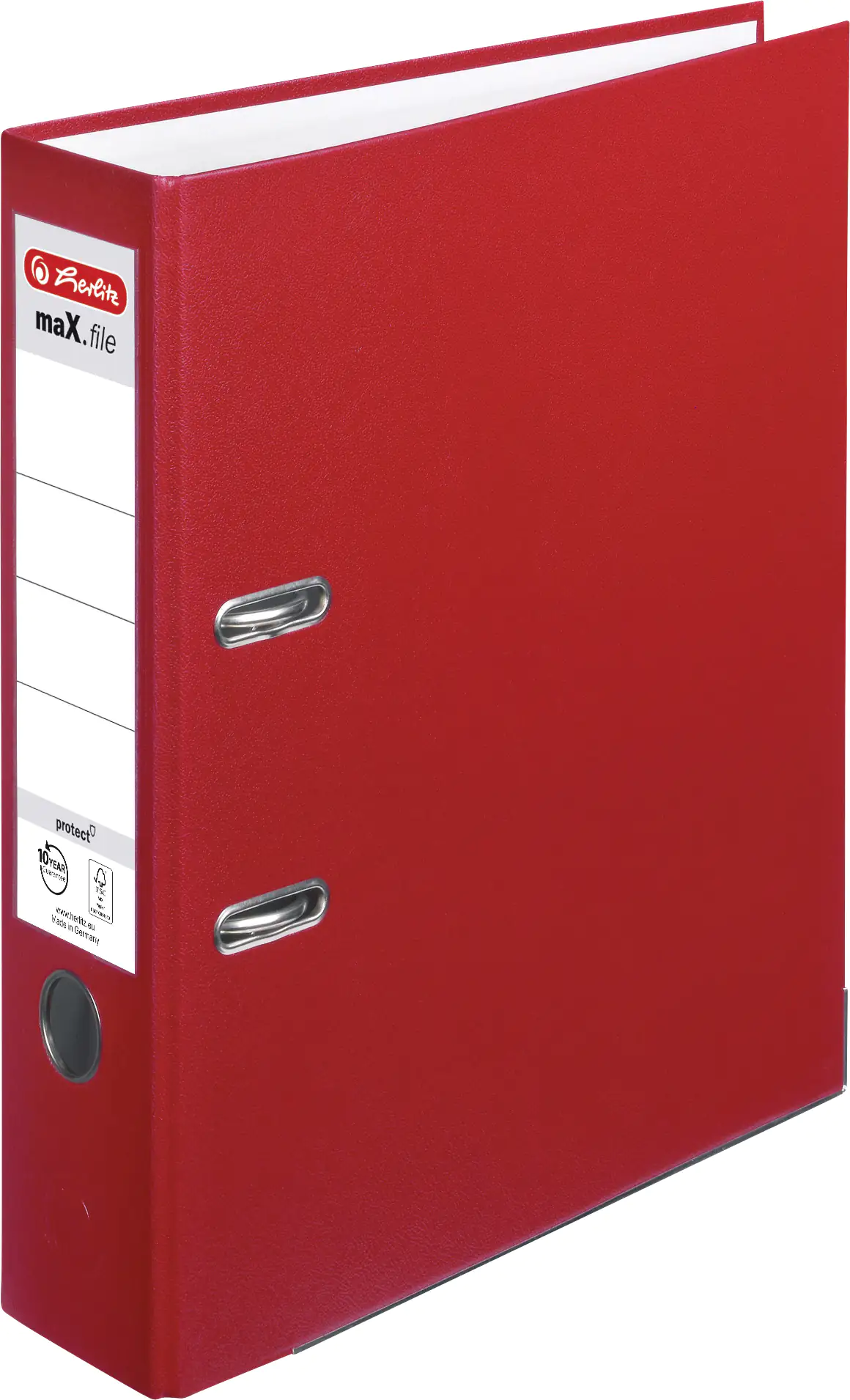 herlitz Ordner max.file protect A4 PP-Folienbezug, Fenster, 8 cm, rot