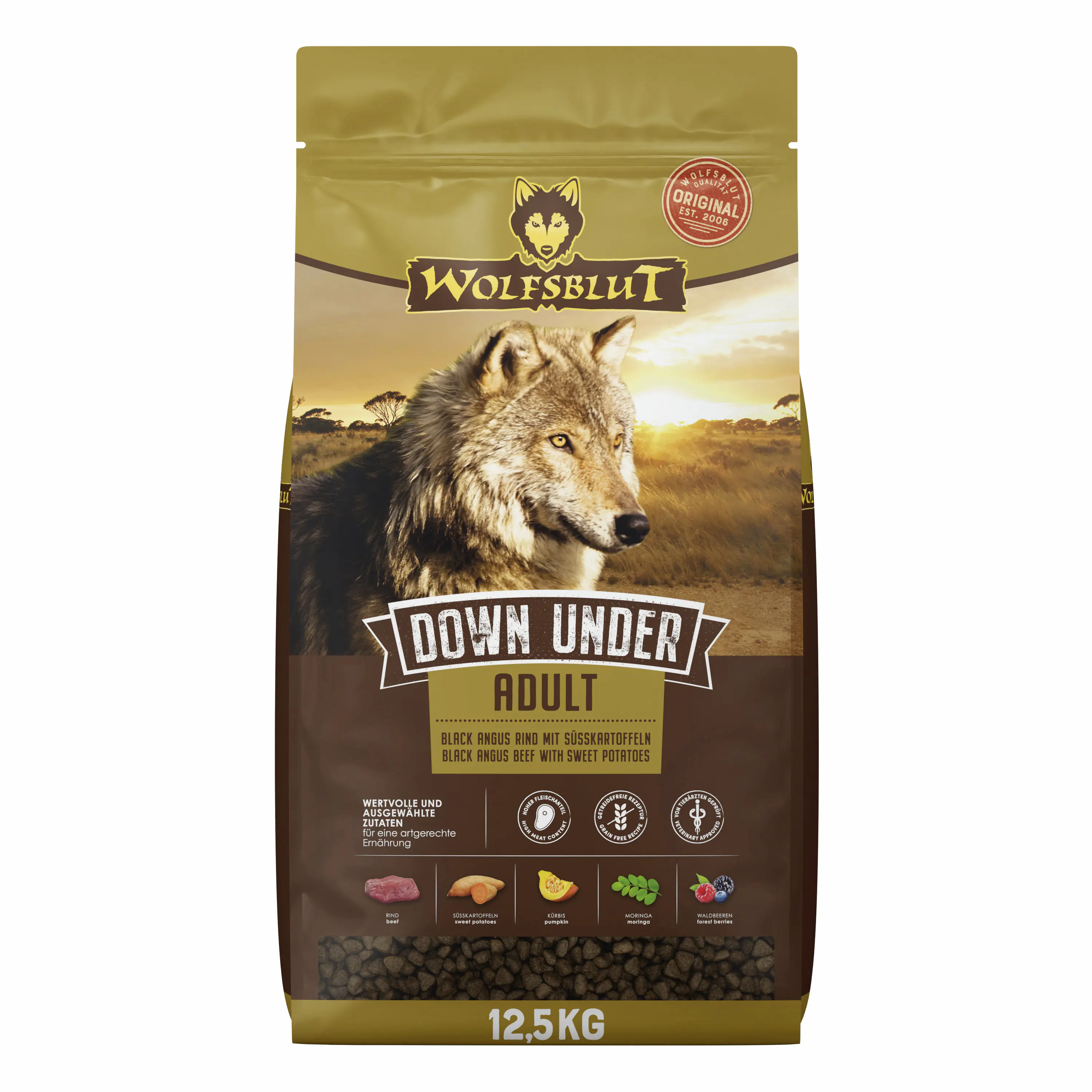 Wolfsblut Down Under Hundetrockenfutter Adult getreidefrei 12,5 kg Rind