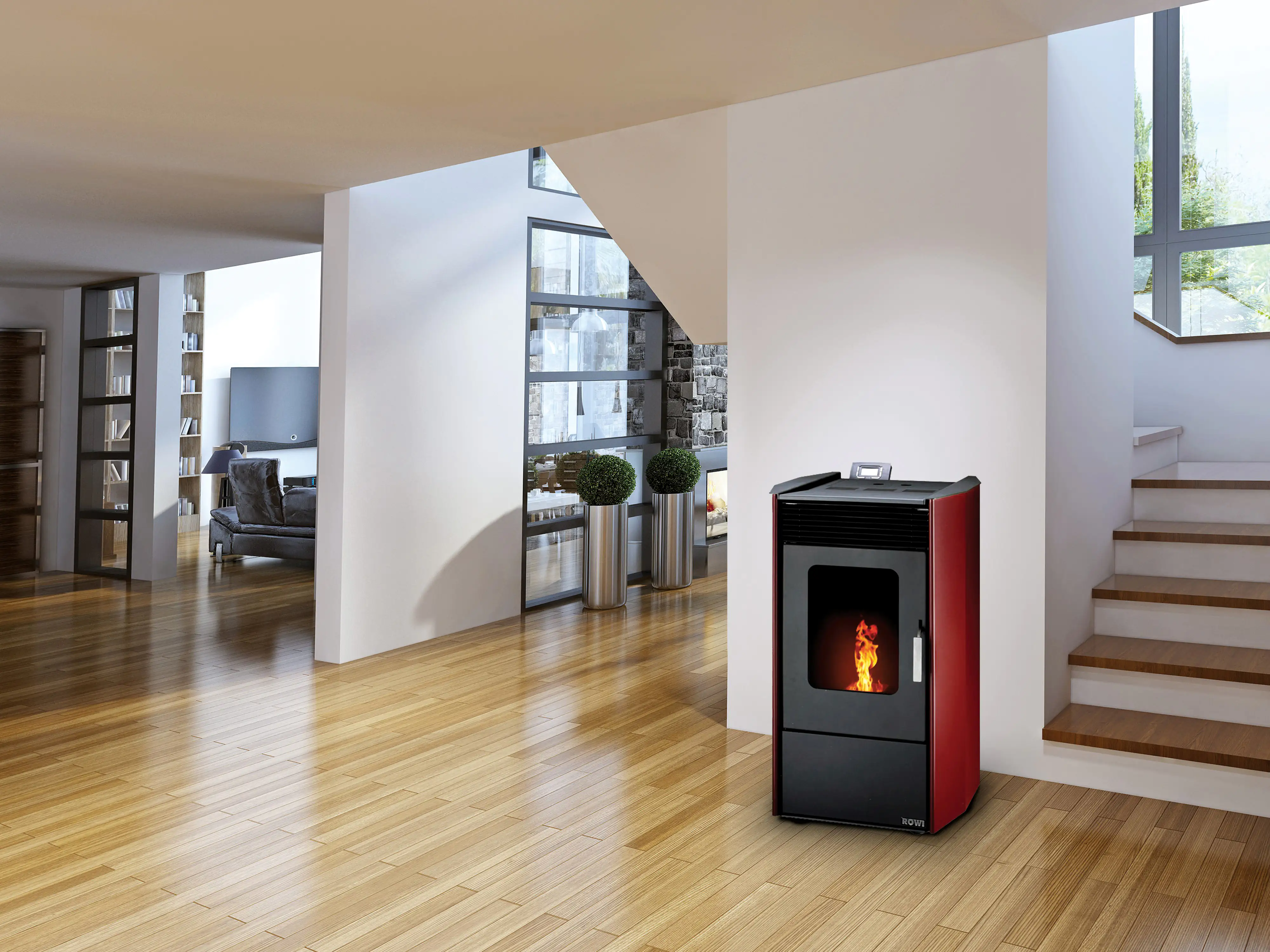 Rowi Pelletofen HPO 9.0 Bordeaux Stahl