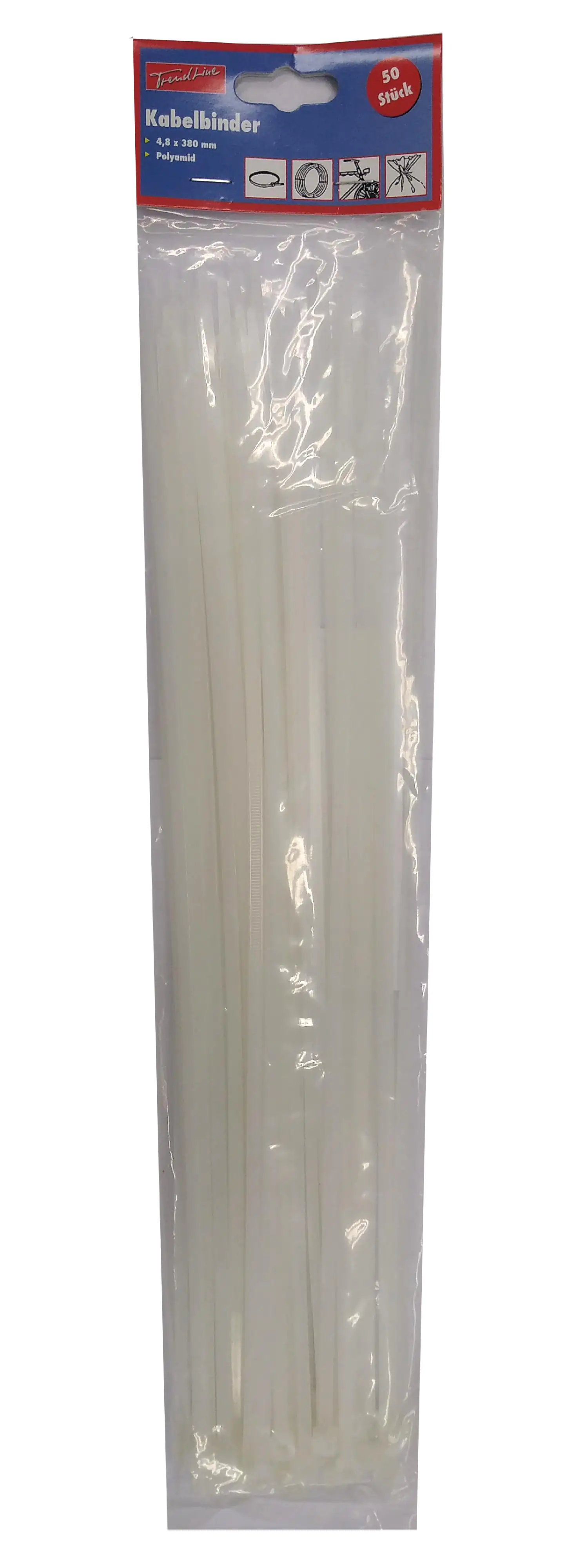 TrendLine Kabelbinder weiß 4,8 x 380 mm, 50 Stück