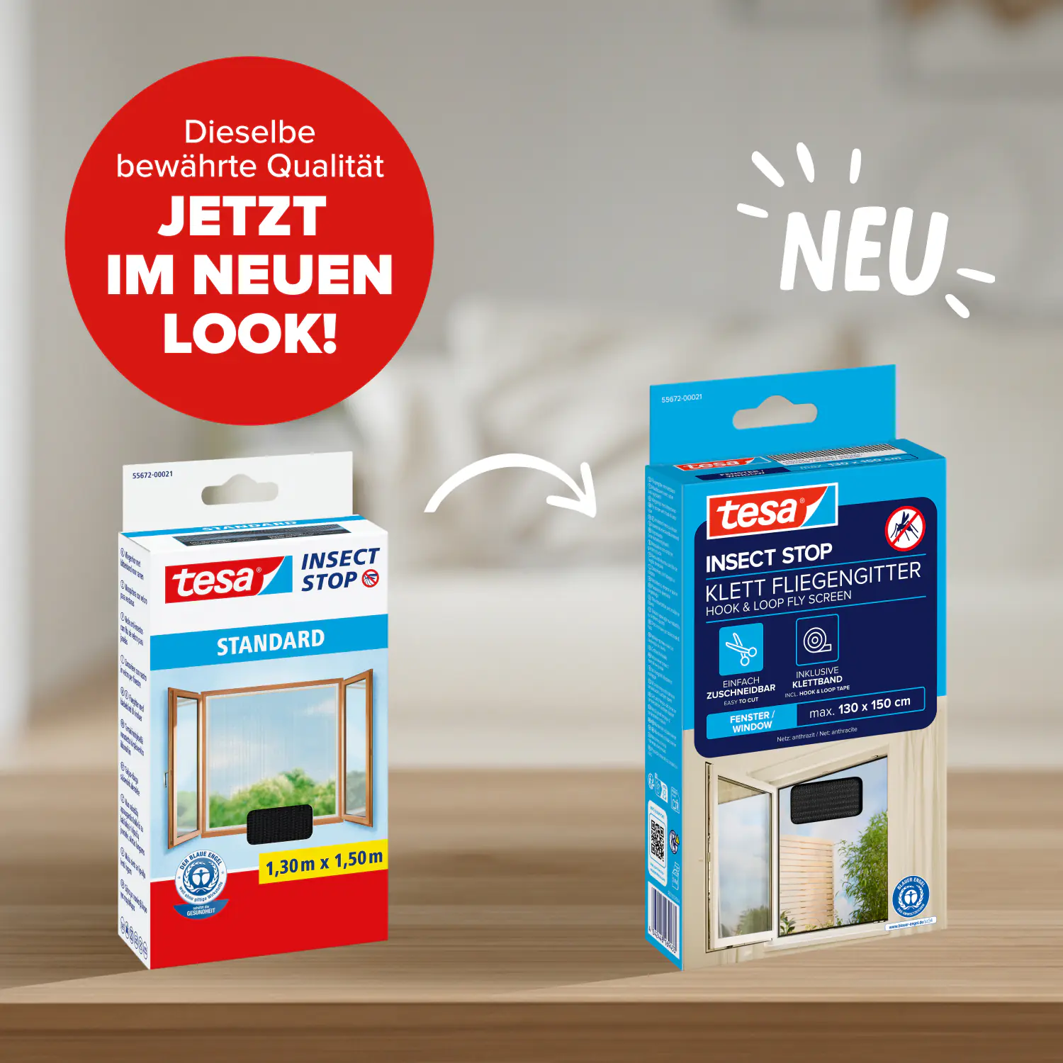 tesa Fliegengitter STANDARD 130 x 150 cm anthrazit individuell kürzbar