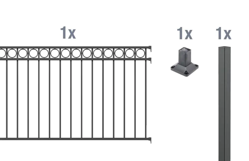 Alberts Komplettset Zaun Circle 2 m 100 cm anthrazit zA Alberts Komplettset Zaun Circle 2 m 100 cm anthrazit zA