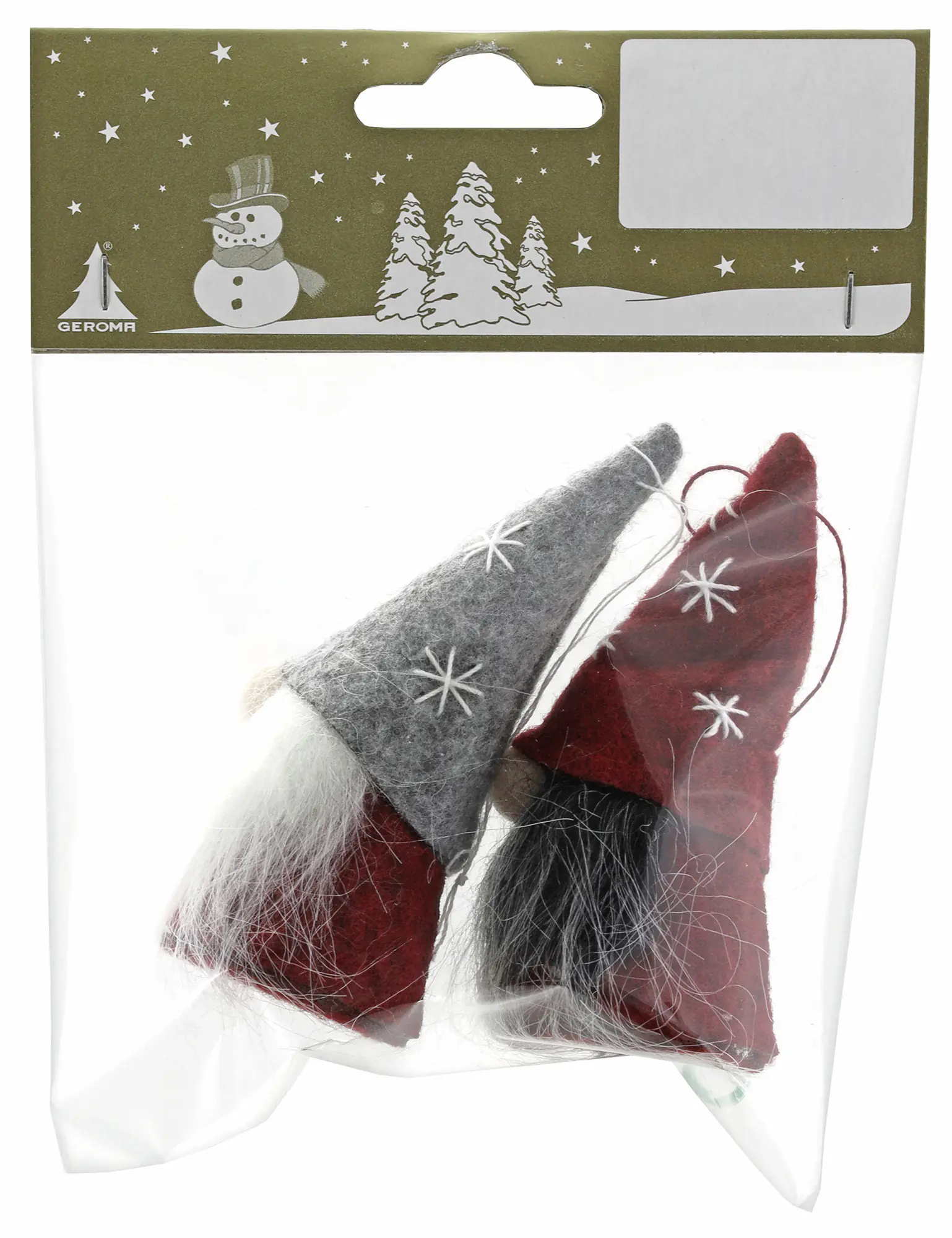 Weihnachtsanhänger Wichtel aus Filz 8 cm rot grau weiß 2 Stück