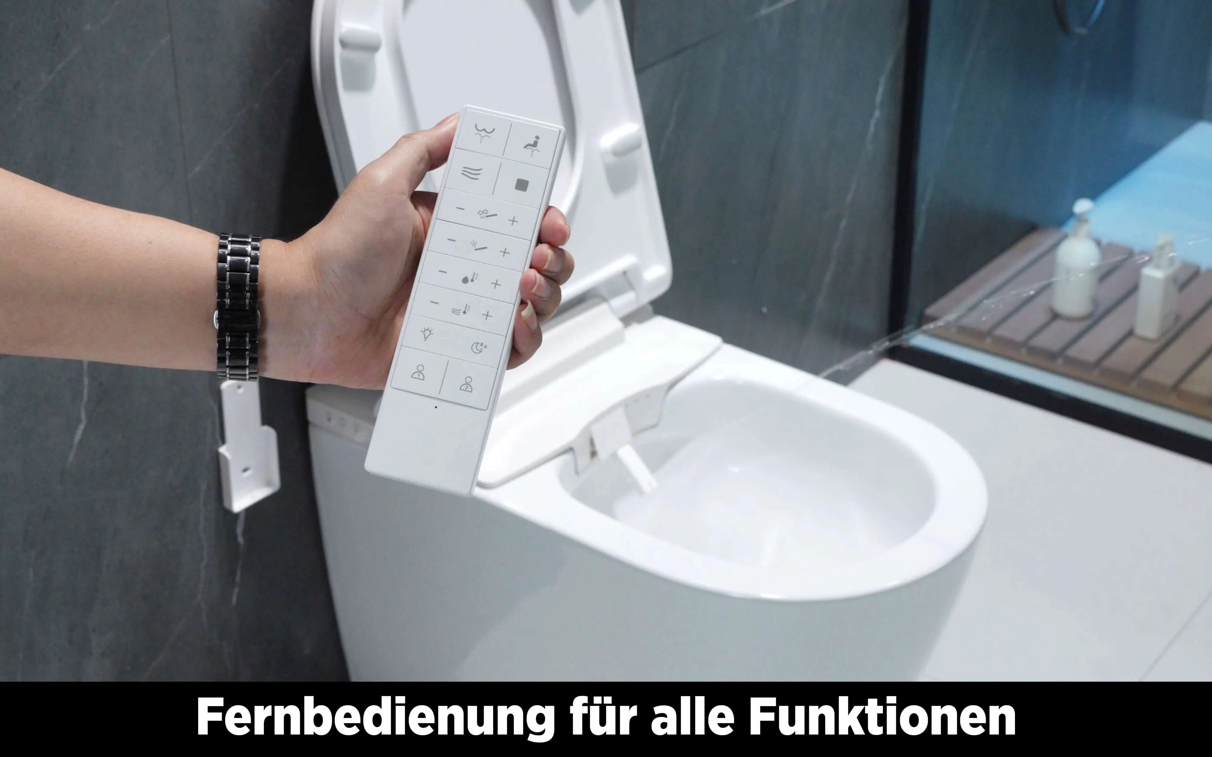 Adoomo Wand Dusch-WC spülrandlos Tiefspüler weiß inkl. WC Sitz