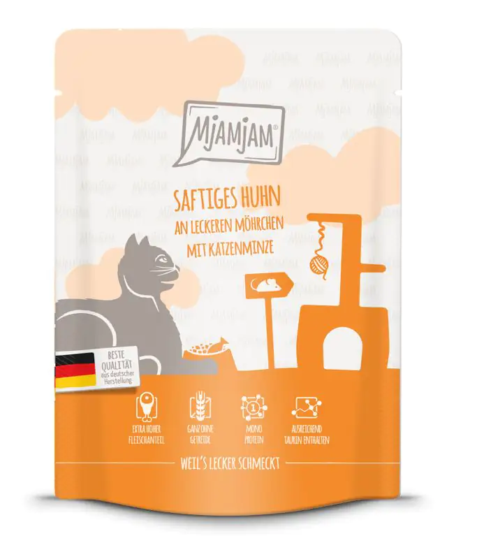 MjAMjAM Adult Huhn an Möhrchen mit Katzenminze Katzenfutter 300g
