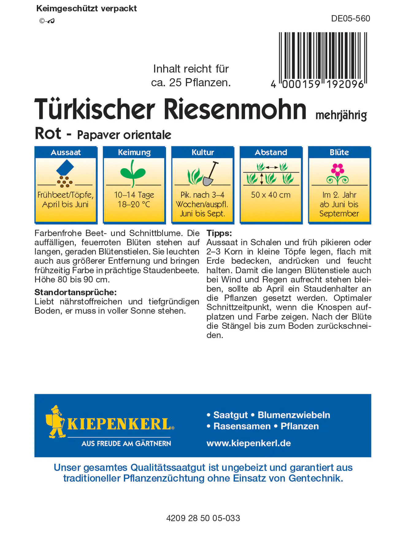 Kiepenkerl Türkischer Riesemohn Olympiafeuer Kiepenkerl Türkischer Riesemohn Olympiafeuer