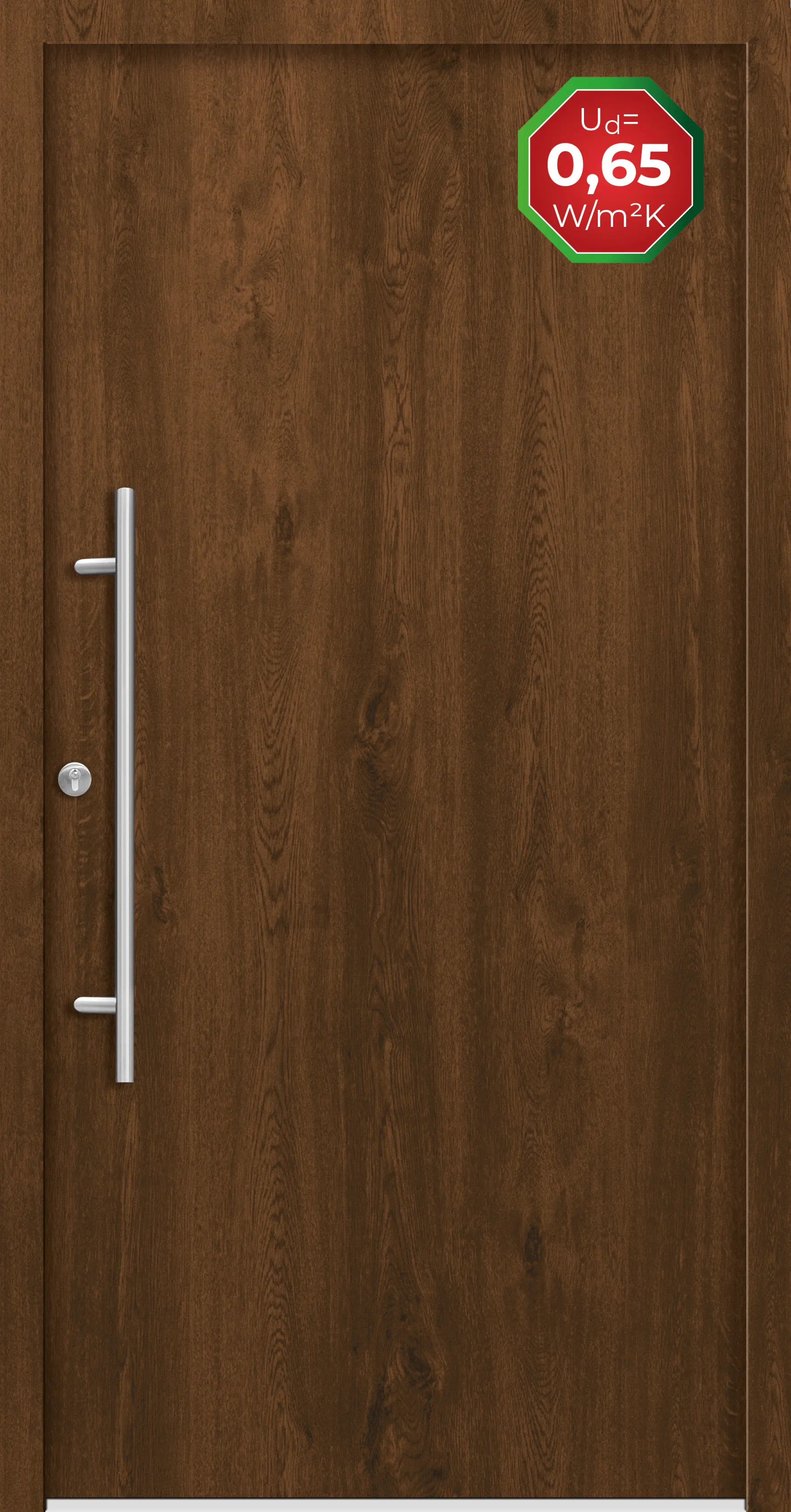 Splendoor Haustür Passivedoor Premium B05 Nussbaum DIN Links 110 x 210 cm