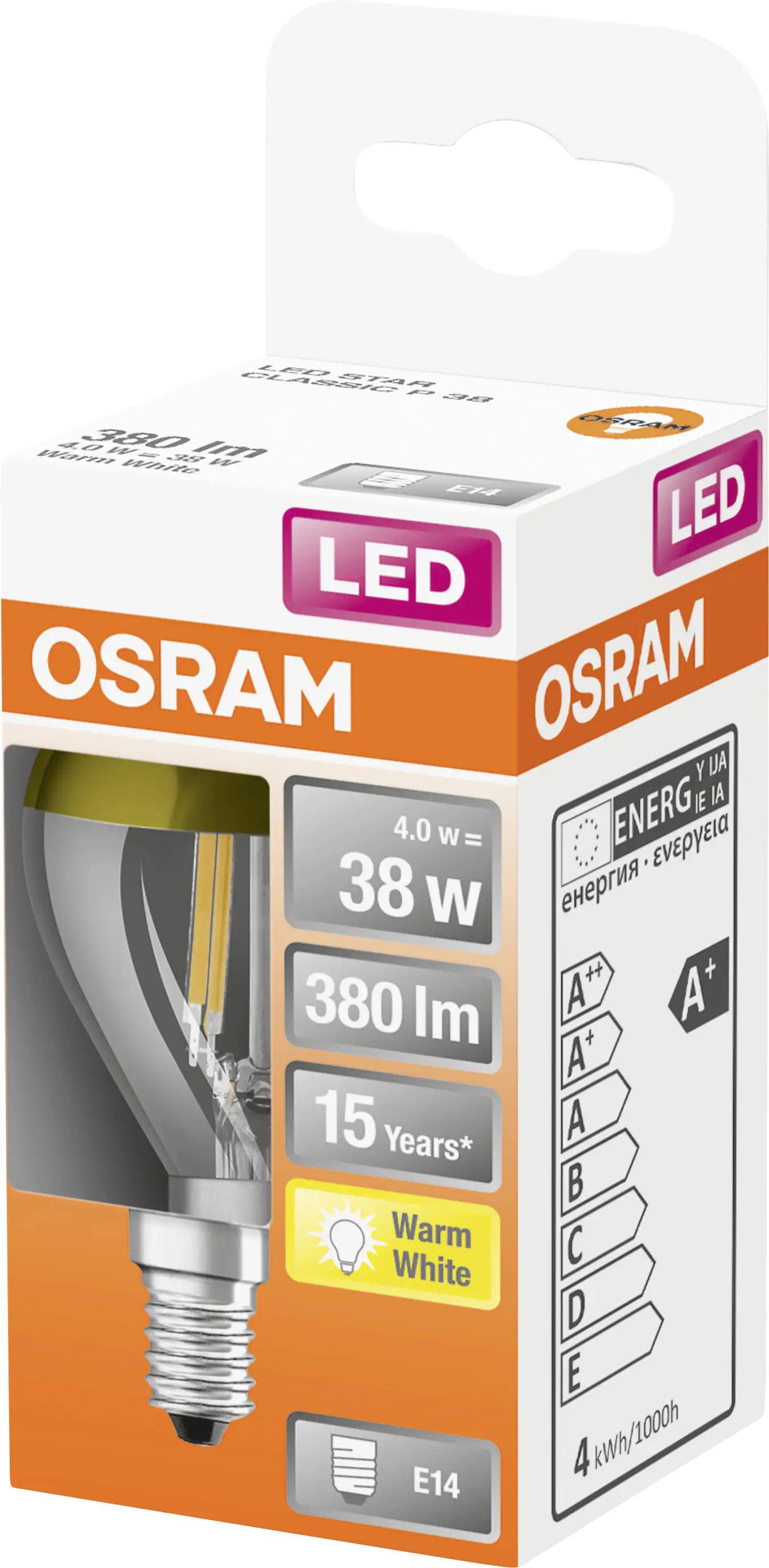 Osram LED Spiegelkopflampe gold E14 4W warmweiß, klar