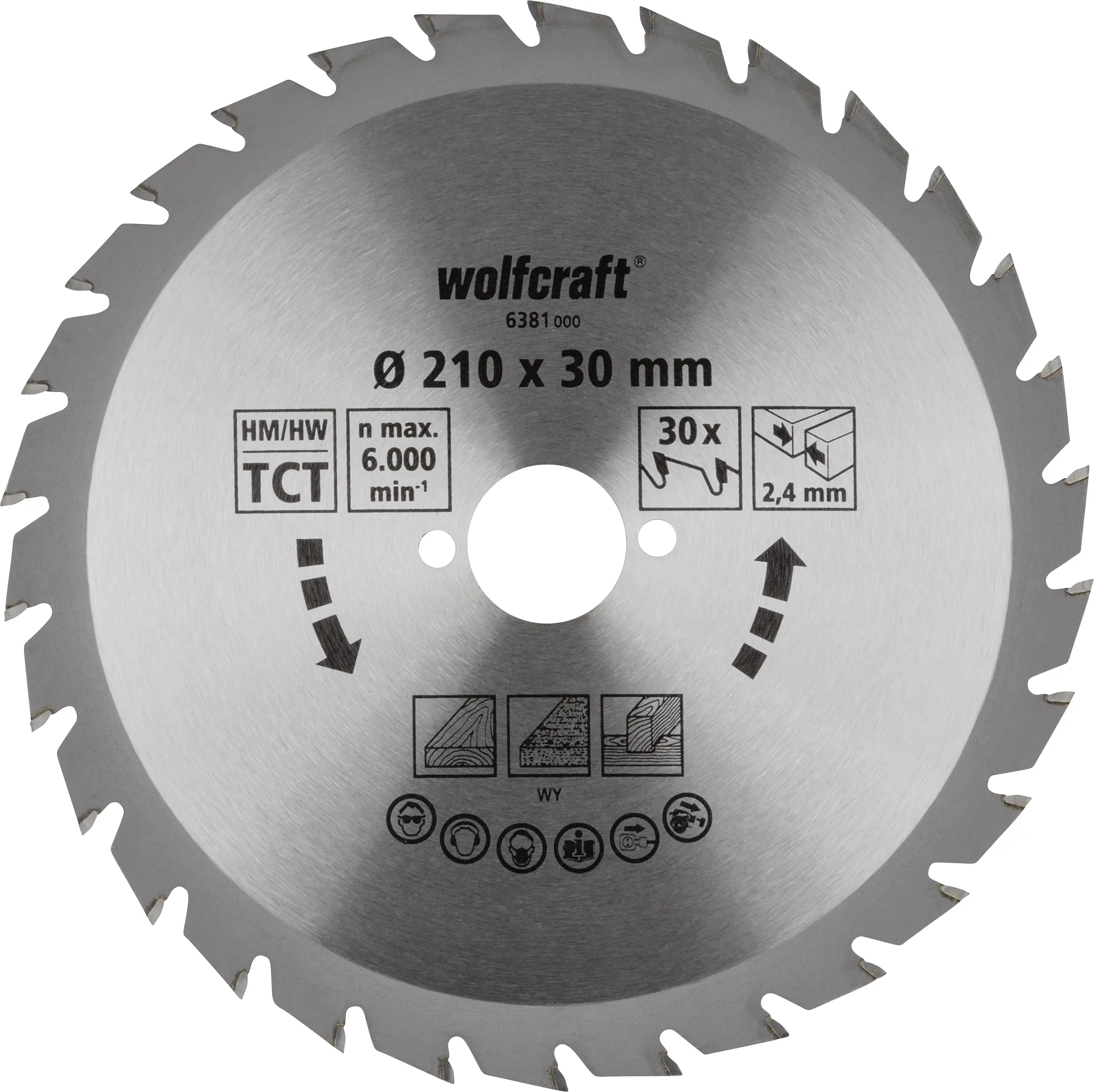 Wolfcraft Kreissägeblatt Ø 210 mm Bohrung Ø 30 mm 30 Zähne