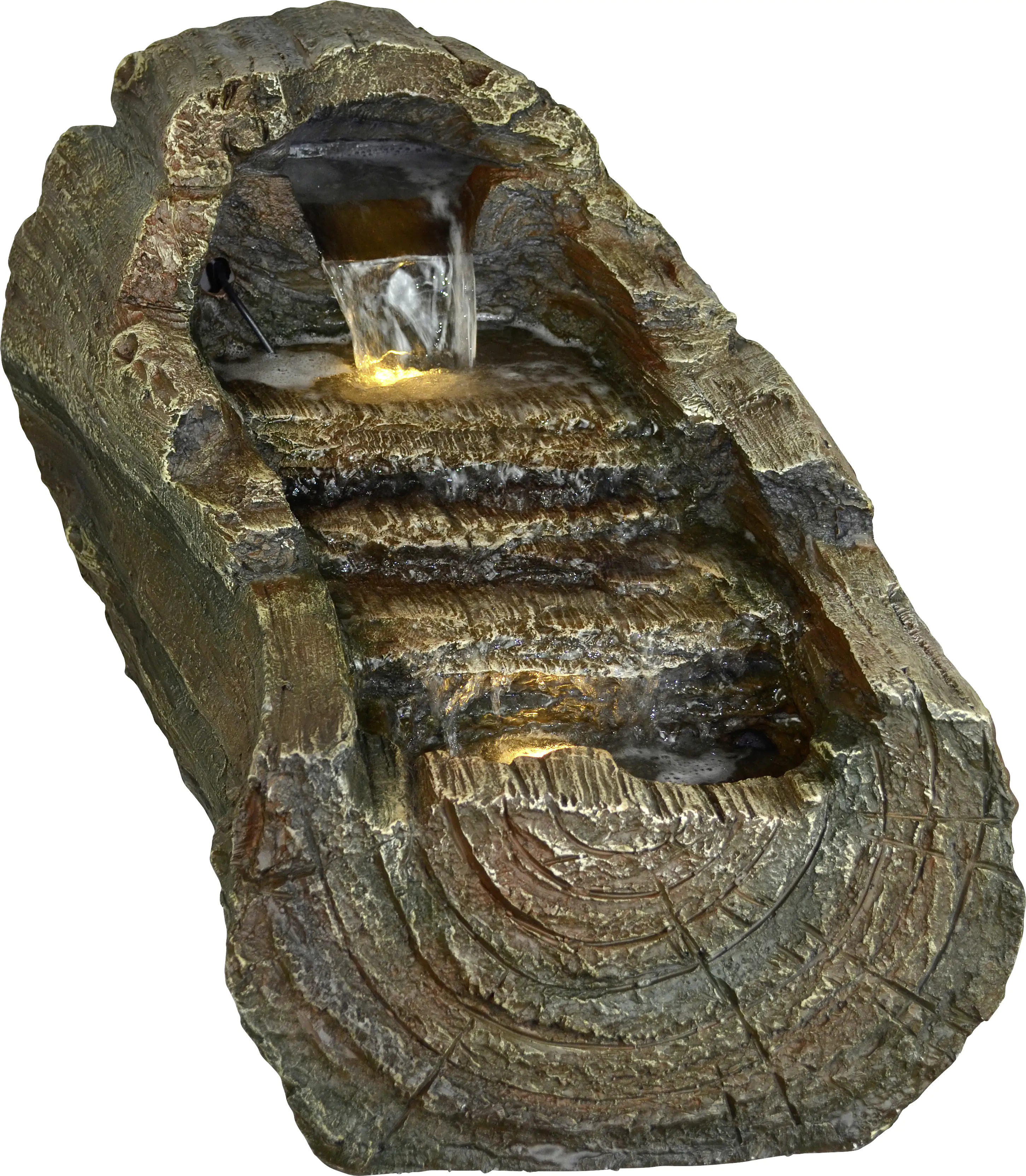 Heissner Gartenbrunnen Baumstamm