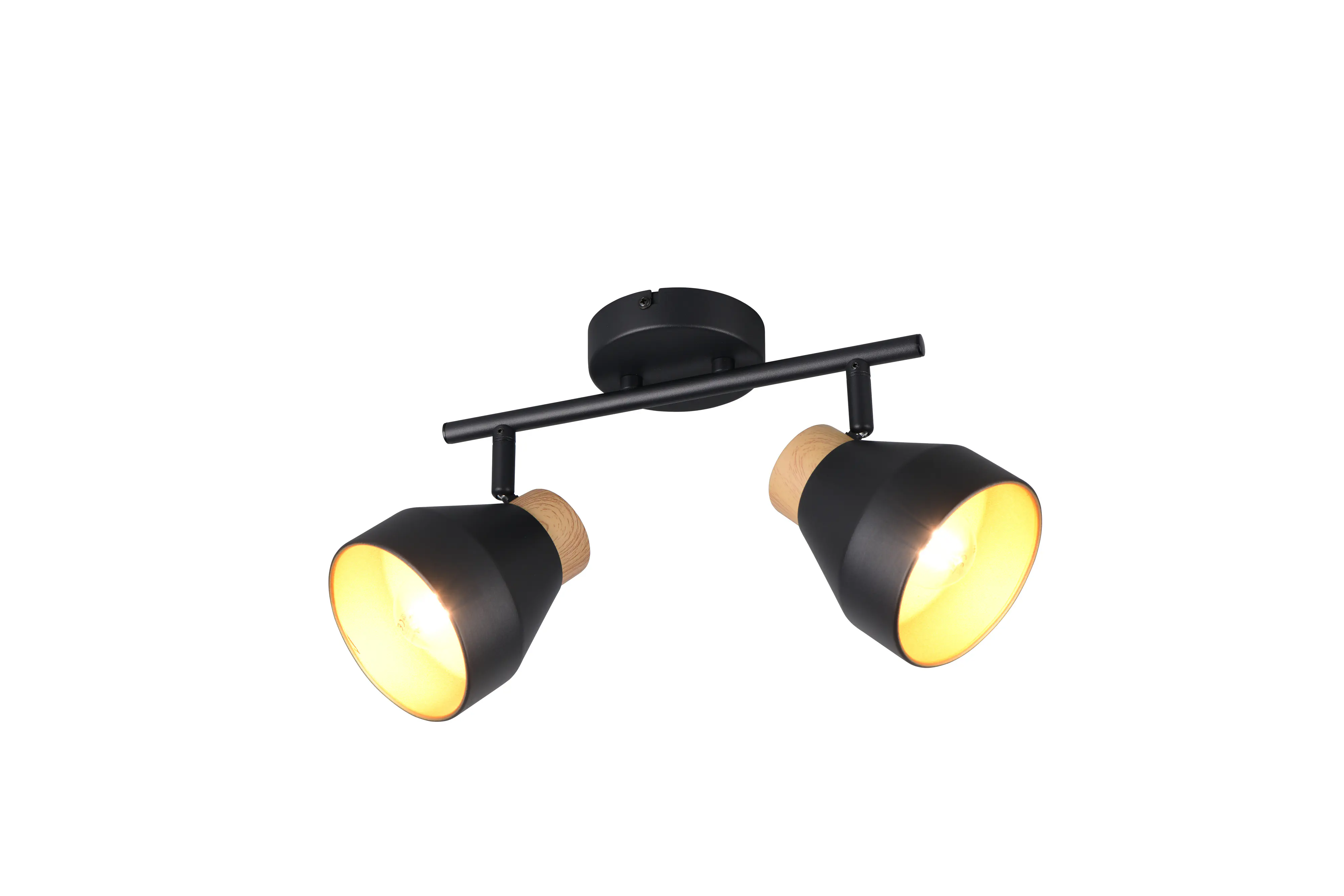 Trio LED-Deckenlampe 2er Spot Valentin 21 x 32 cm schwarz matt/natur