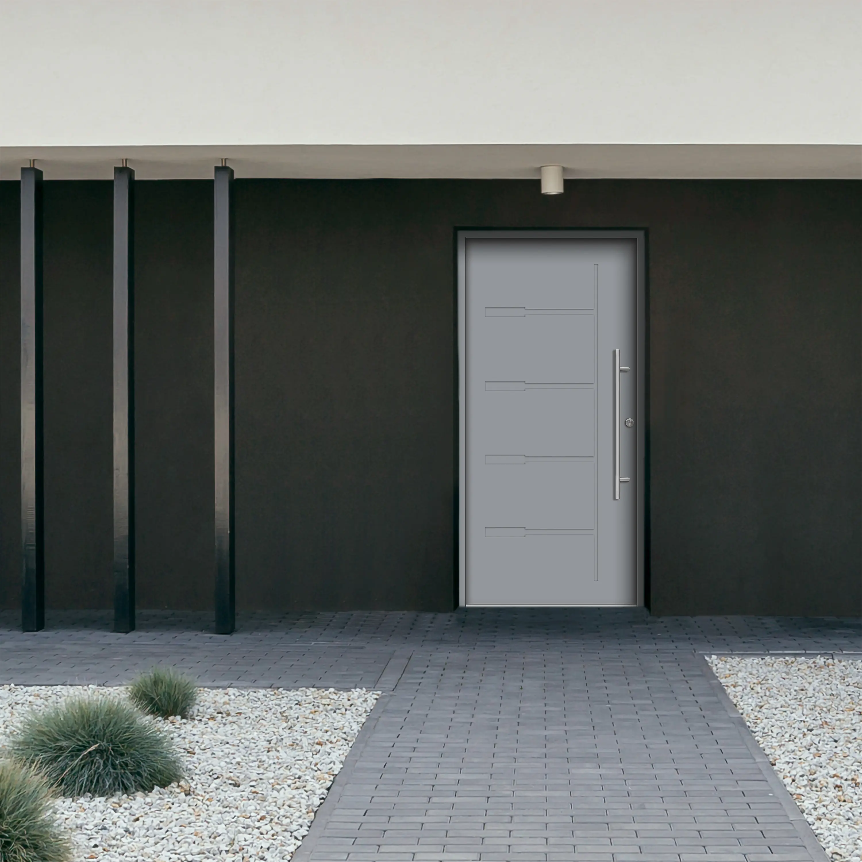 Splendoor Haustür Passivedoor Premium H1 Grau DIN Rechts 100 x 210 cm