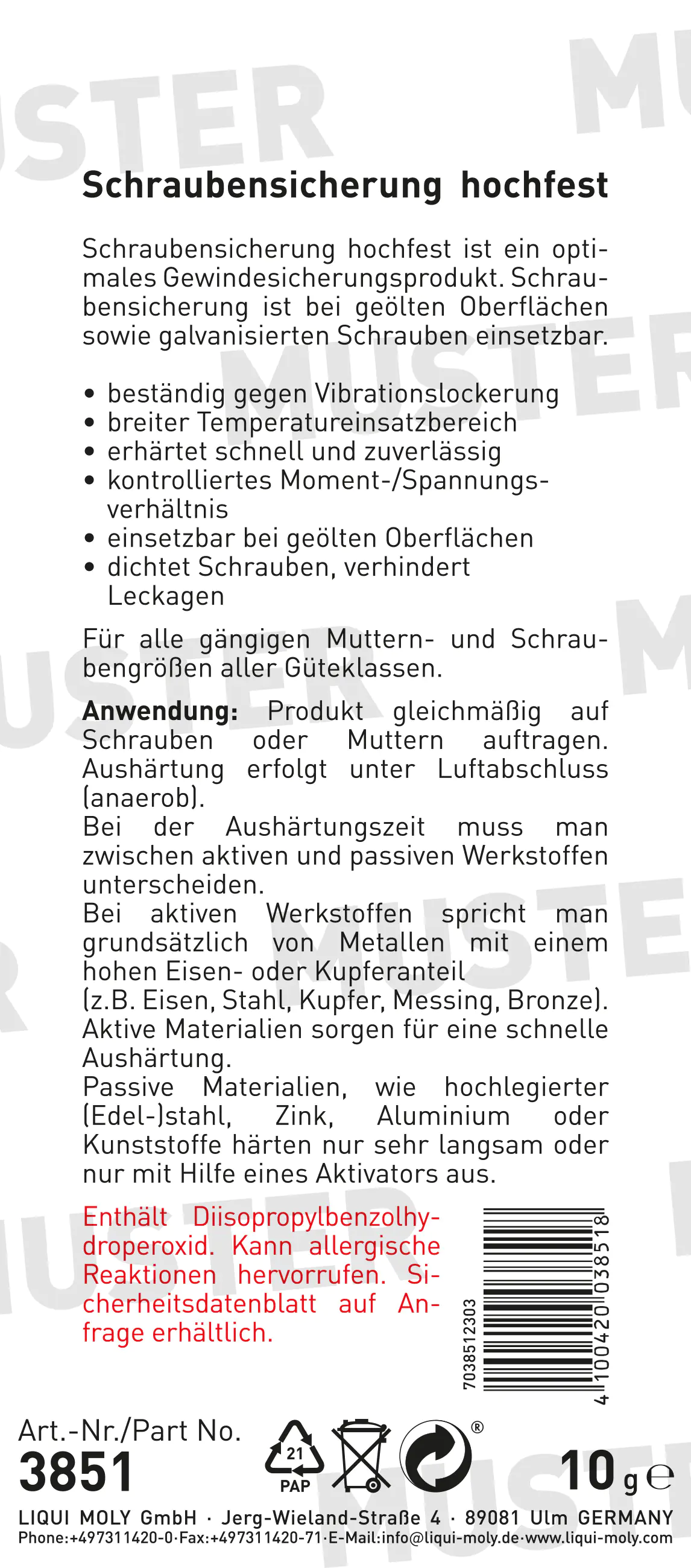 Liqui Moly Schrauben-Sicherung hochfest 10 g Liqui Moly Schrauben-Sicherung hochfest 10 g