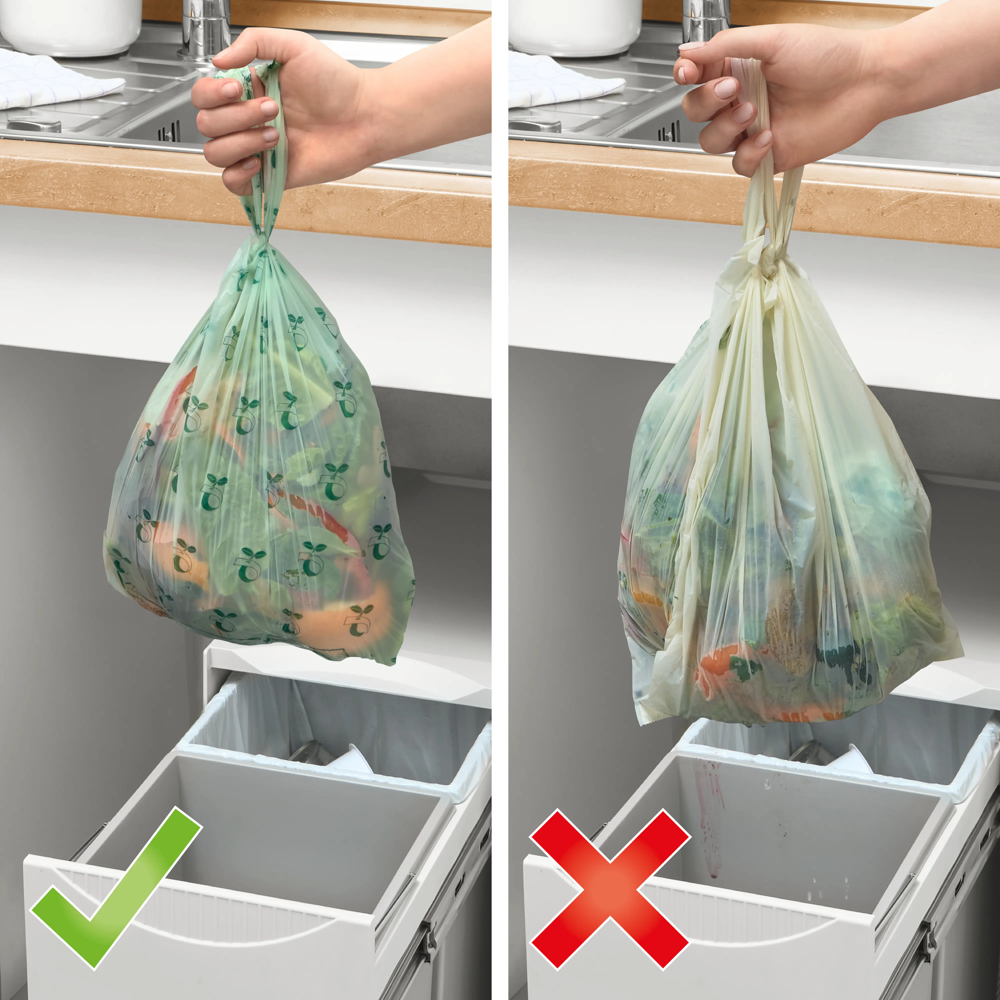 Swirl® 10 l Bio-Müll Folienbeutel mit Tragegriff quer