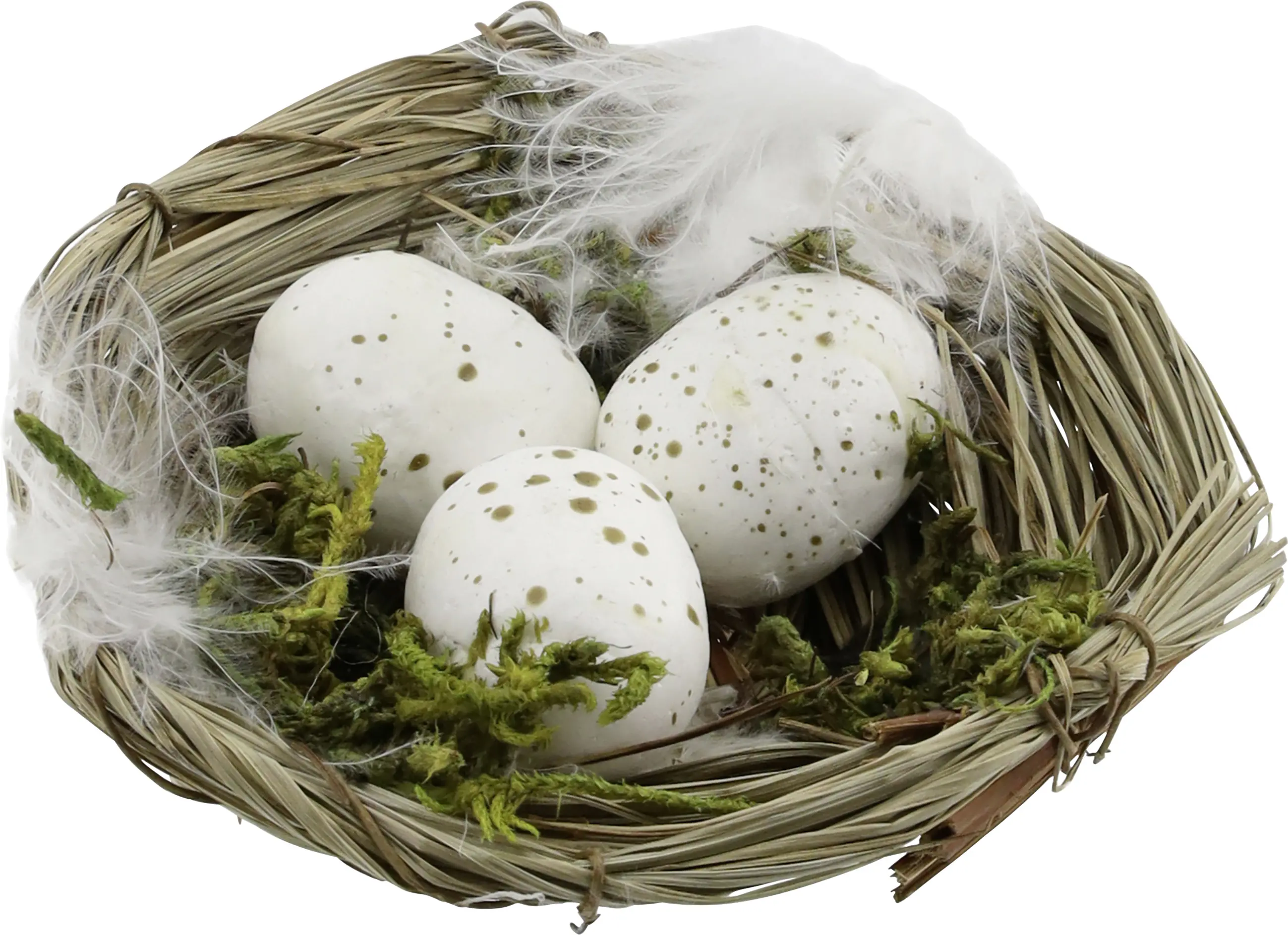 Deko Nest mit Wachtelei Kunststoff Ø 10 cm natur weiß Deko Nest mit Wachtelei Kunststoff Ø 10 cm natur weiß