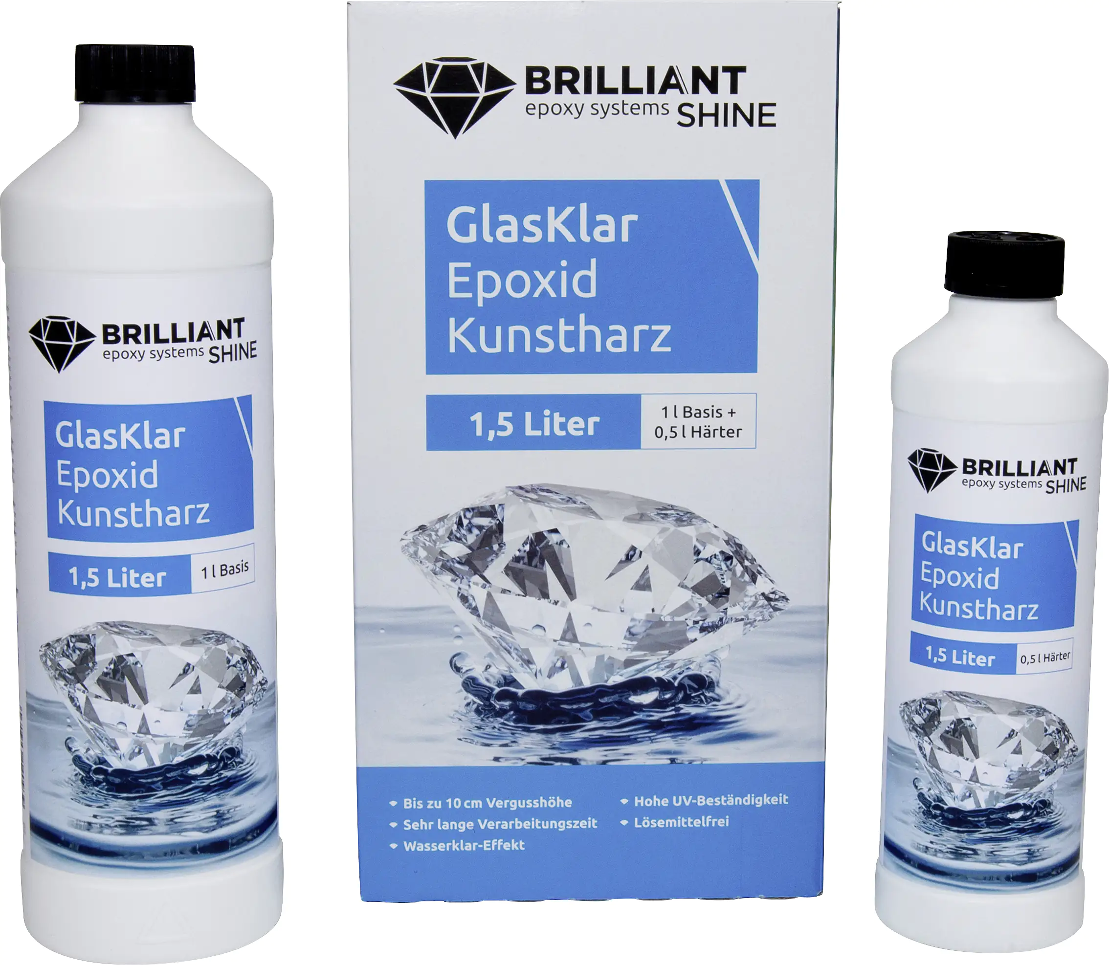 4031396140939_2744031 Brilliant Shine Epoxid Kunstharz Glasklar Epoxidharz A+B, 1,5L