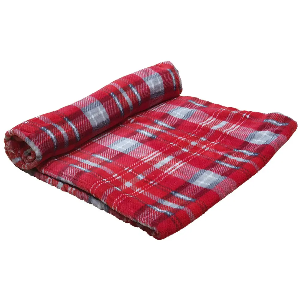 Nobby Christmas Fleece Kareli rot 70 x 100 cm