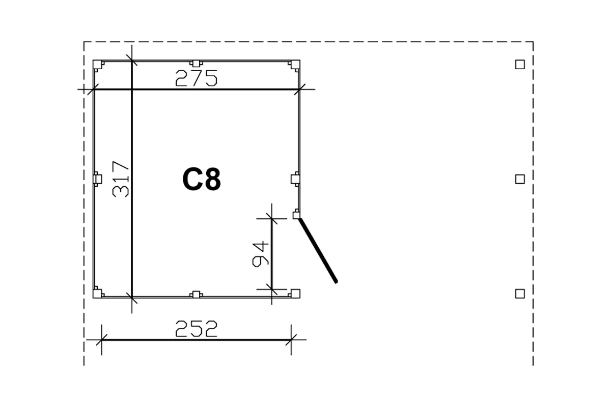SKAN HOLZ Abstellraum C8 275x317cm, Profilschalung, grün imprägniert