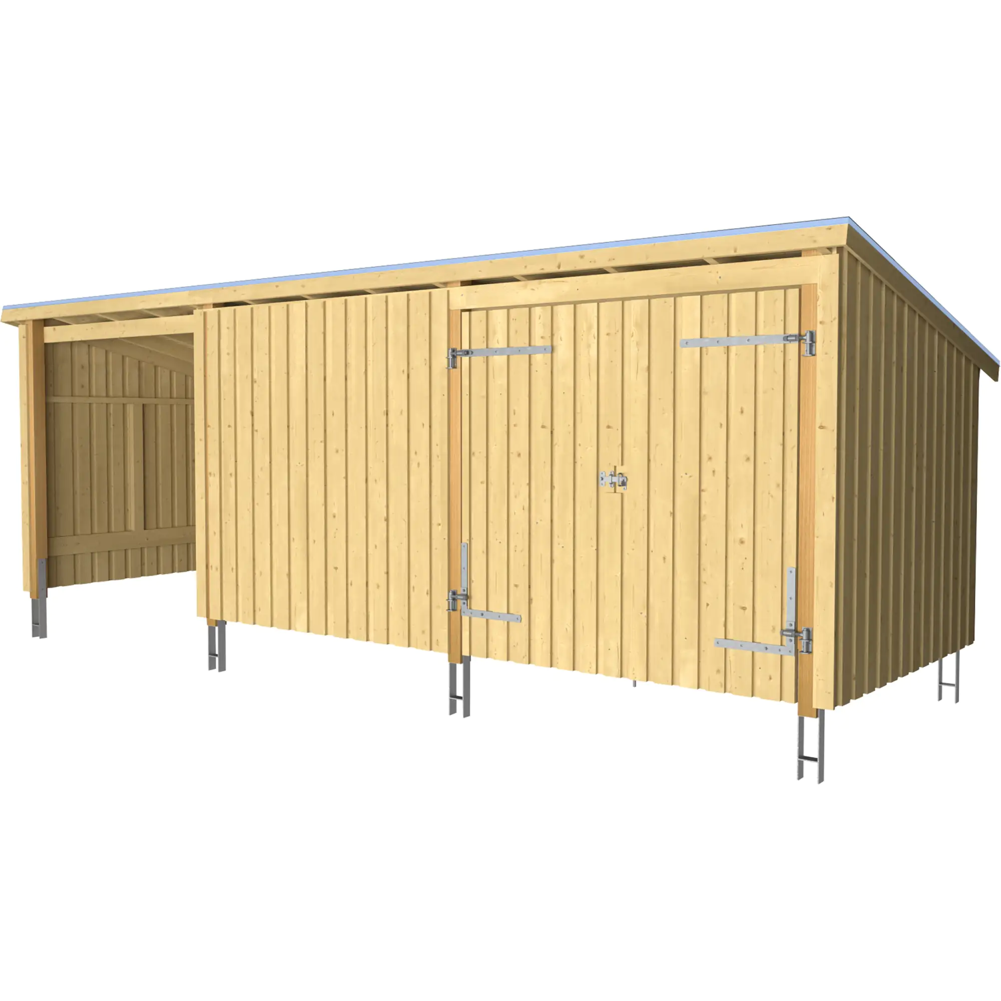 Plus Gartenhaus Nordic Multi 619 x 208 cm natur mit Doppeltür, H-Anker