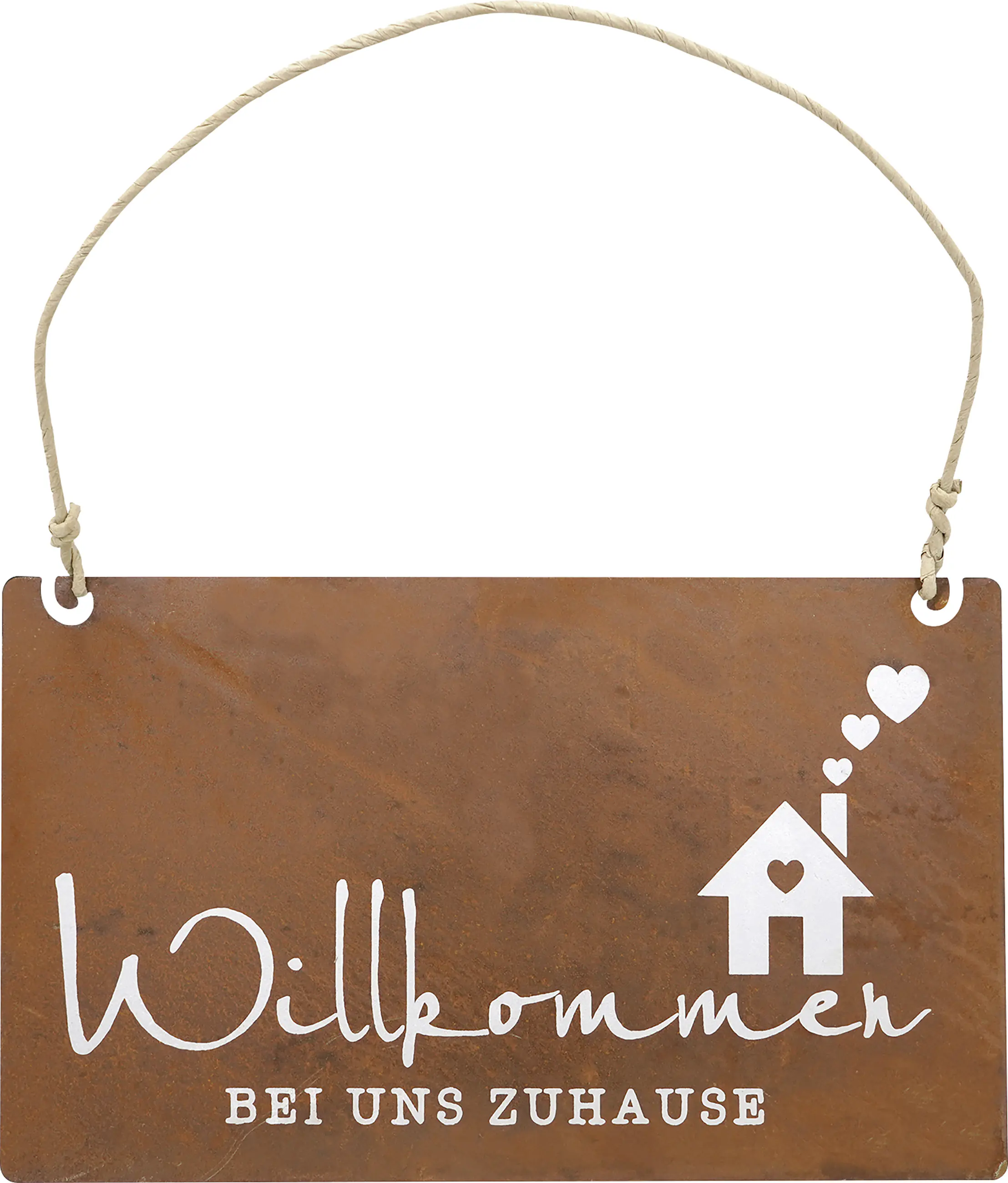 Badeko Dekotafel Willkommen 35 cm rostbraun