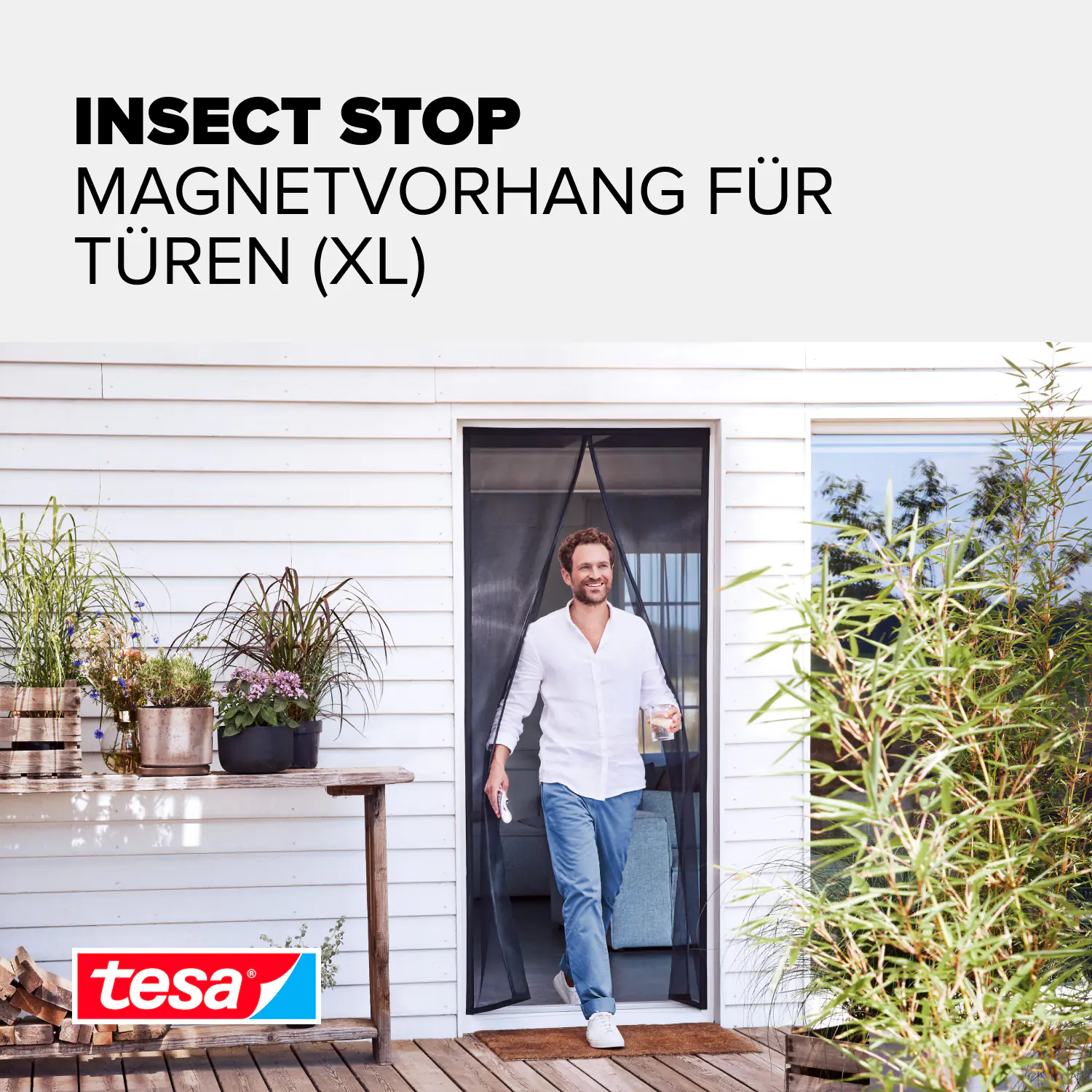Tesa Insektenschutz Magnetvorhang Selbstschließend 120 x 240 cm Anthrazit