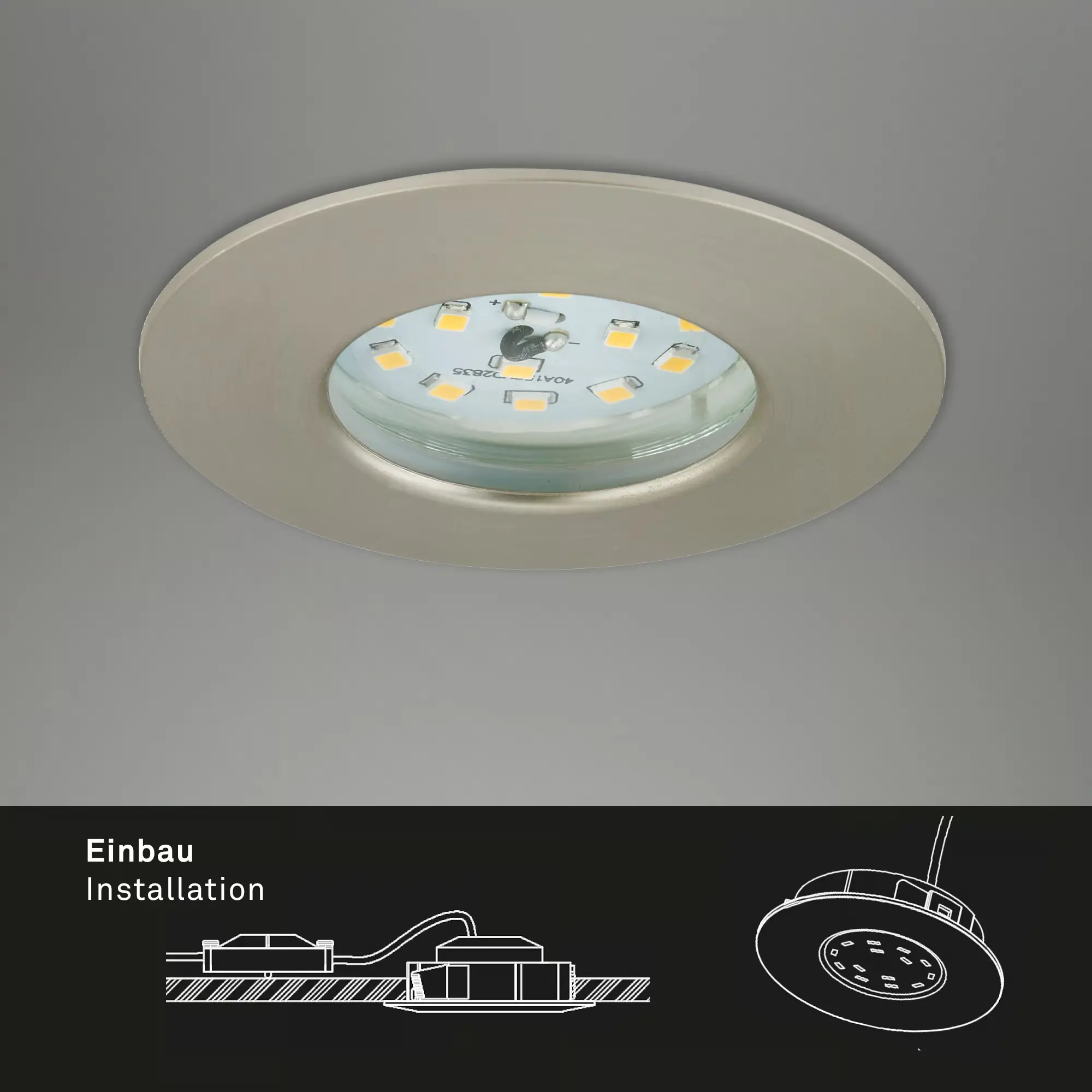 Briloner 3er Set LED Einbauleuchten Attach nickel-matt Ø 7,5 cm Briloner 3er Set LED Einbauleuchten Attach nickel-matt Ø 7,5 cm