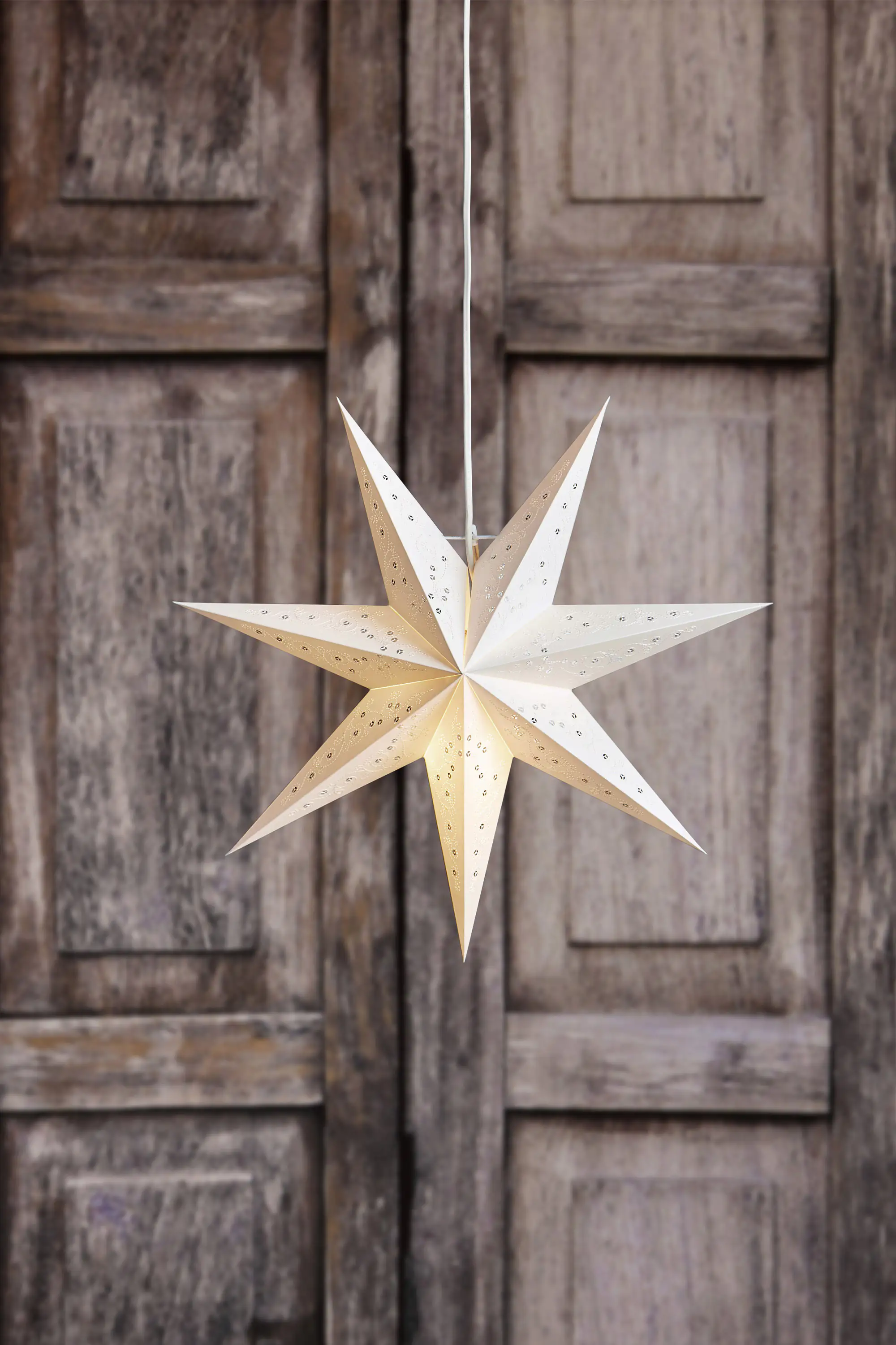 Markslöjd Papierstern zum Hängen Gisel weiß 75 cm mit Pailetten E14 