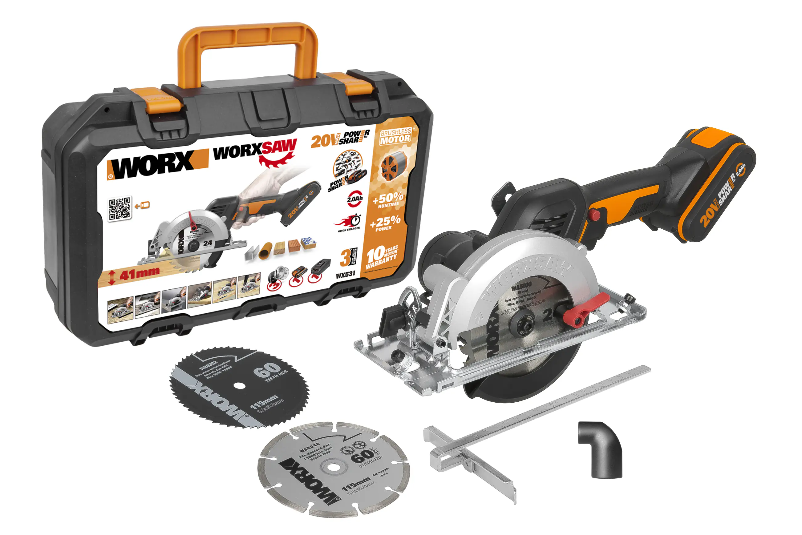 Worx Akku Kreissäge WX531 20 V inkl. 2 Ah Akku & Ladegerät
